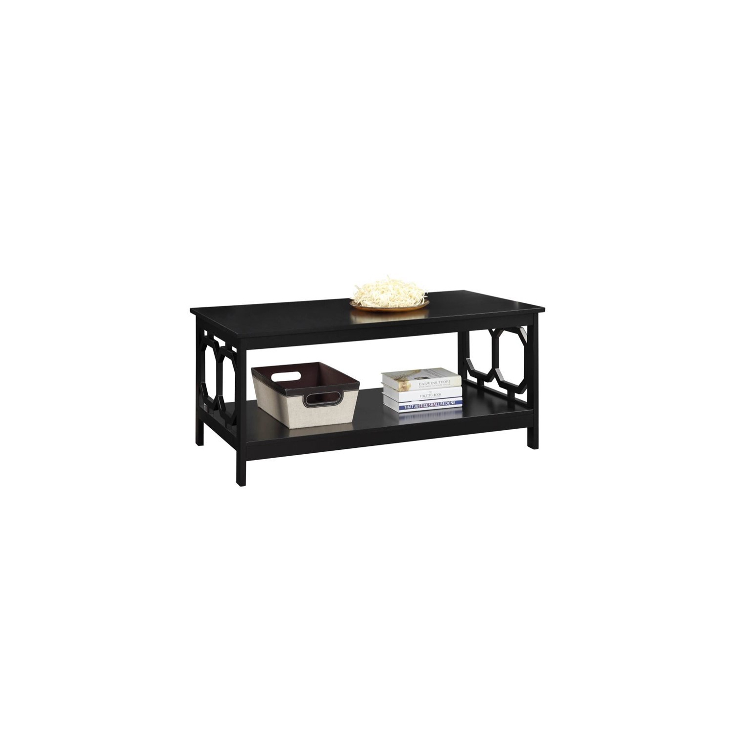 Pemberly Row Rectangular Coffee Table in Black Wood Finish