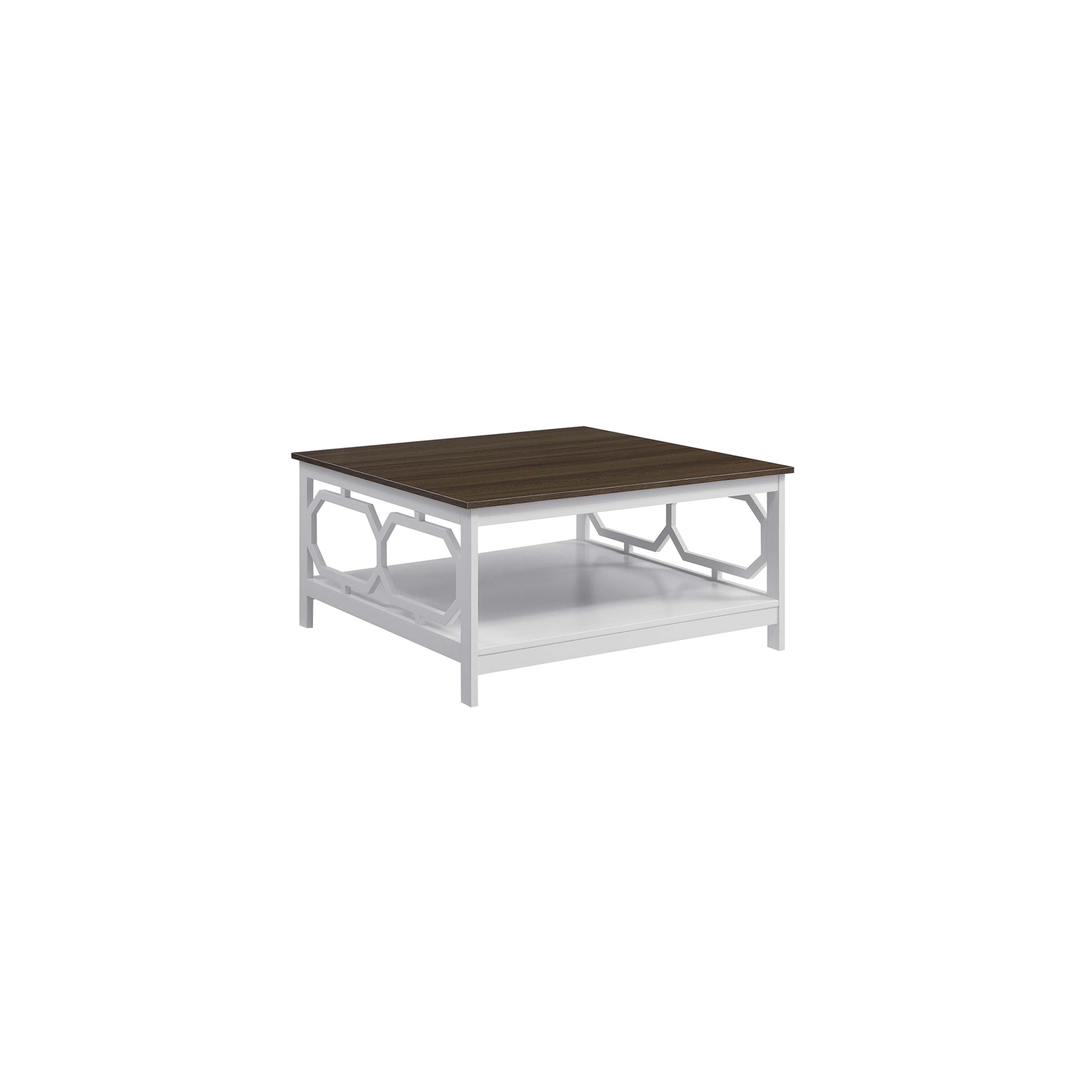 Pemberly Row Square 36" Coffee Table Espresso & White Wood Finish