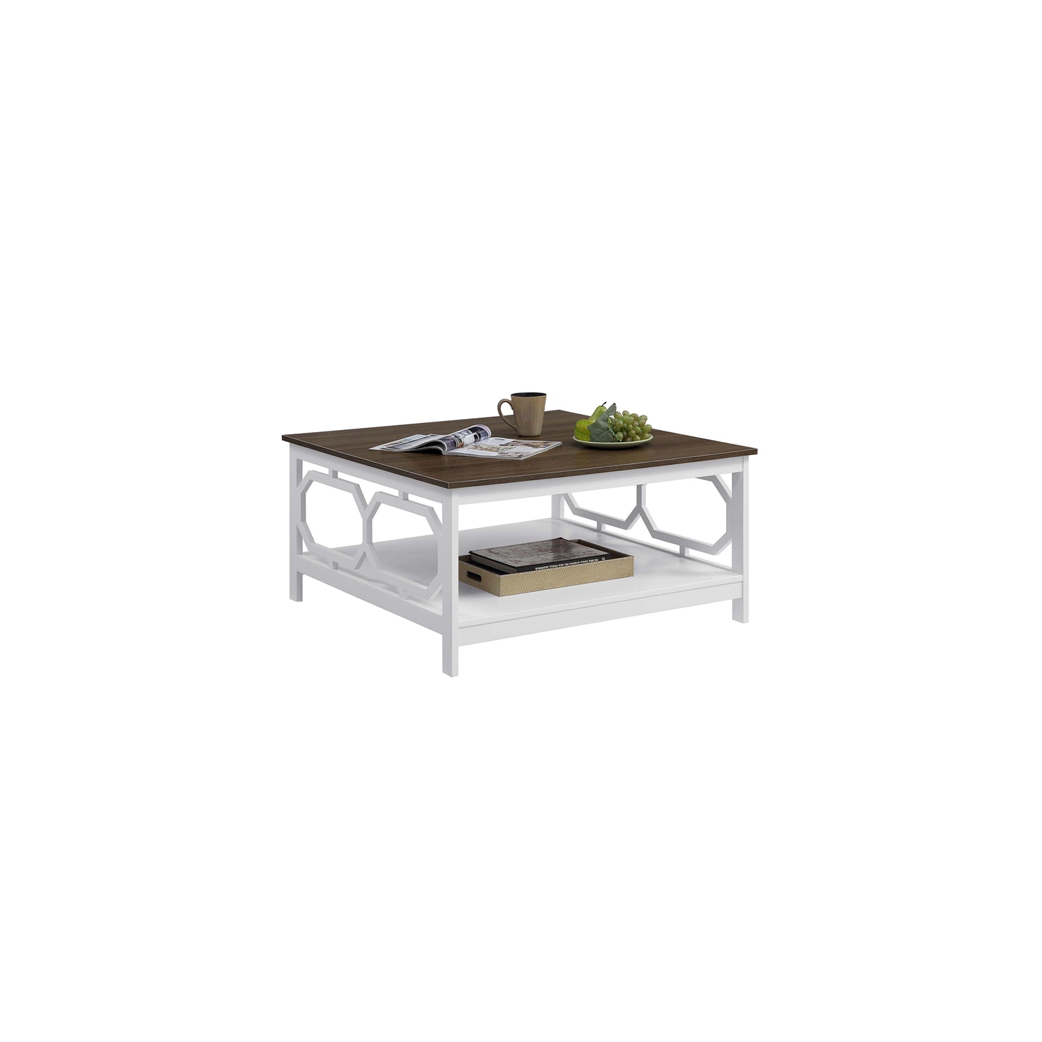 Pemberly Row Square 36" Coffee Table Espresso & White Wood Finish