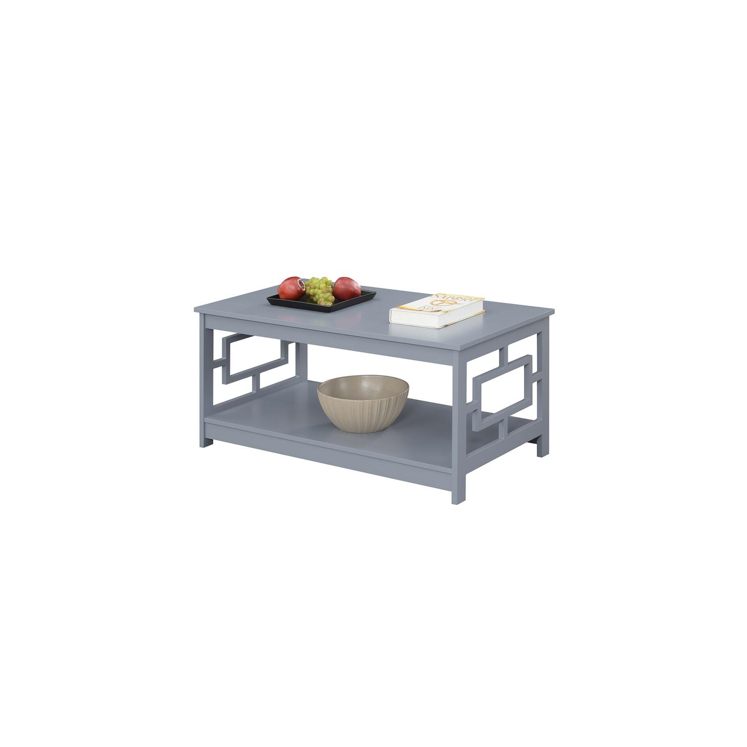 Convenience Concepts Town Square Coffee Table with Shelf in Gray Wood Finish