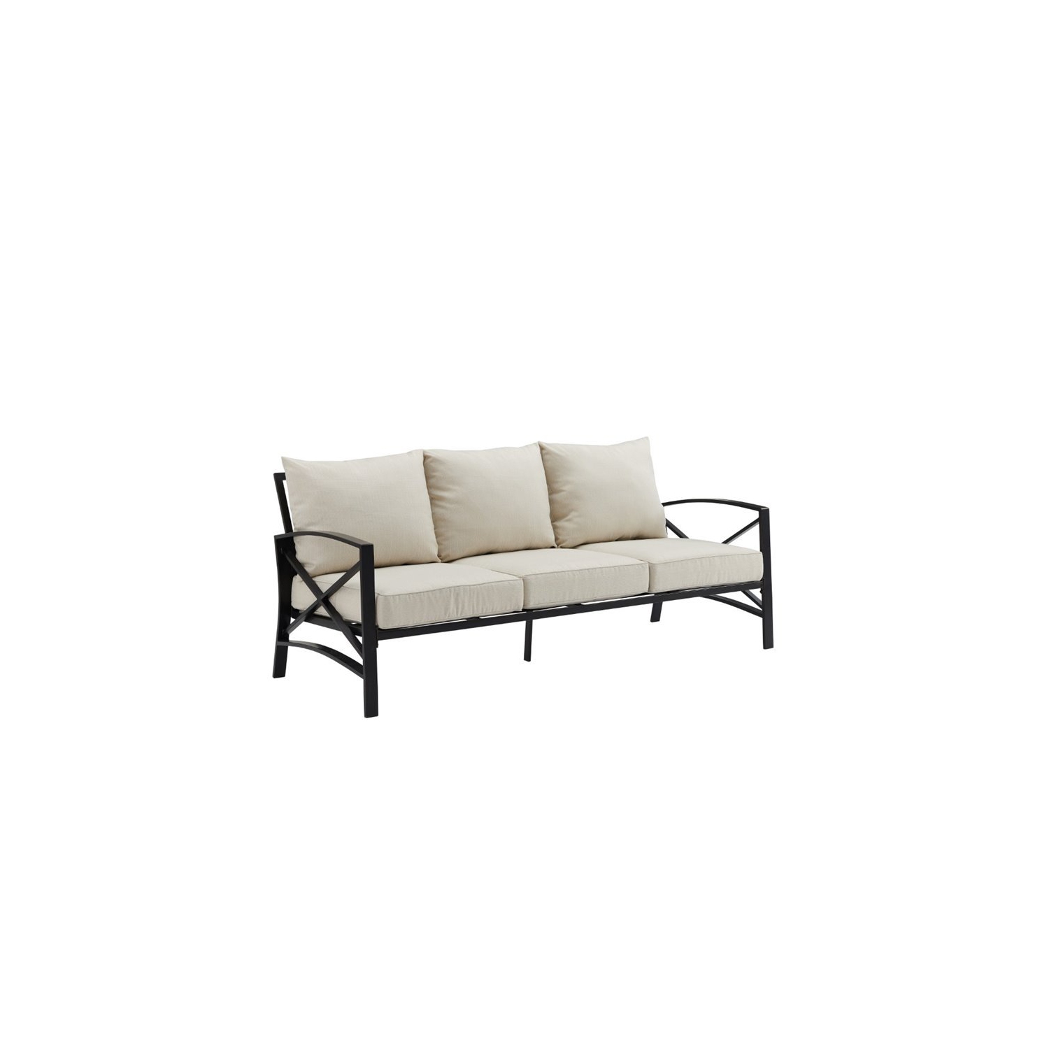 Crosley Kaplan Outdoor Metal Sofa in Oatmeal
