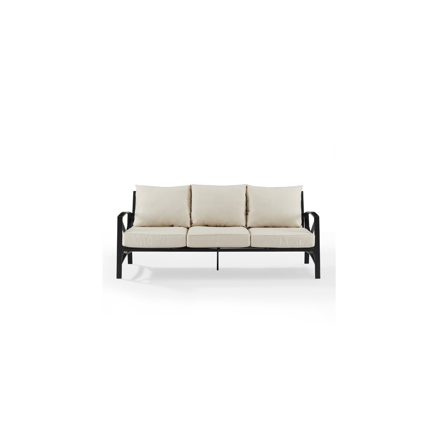 Crosley Kaplan Outdoor Metal Sofa in Oatmeal