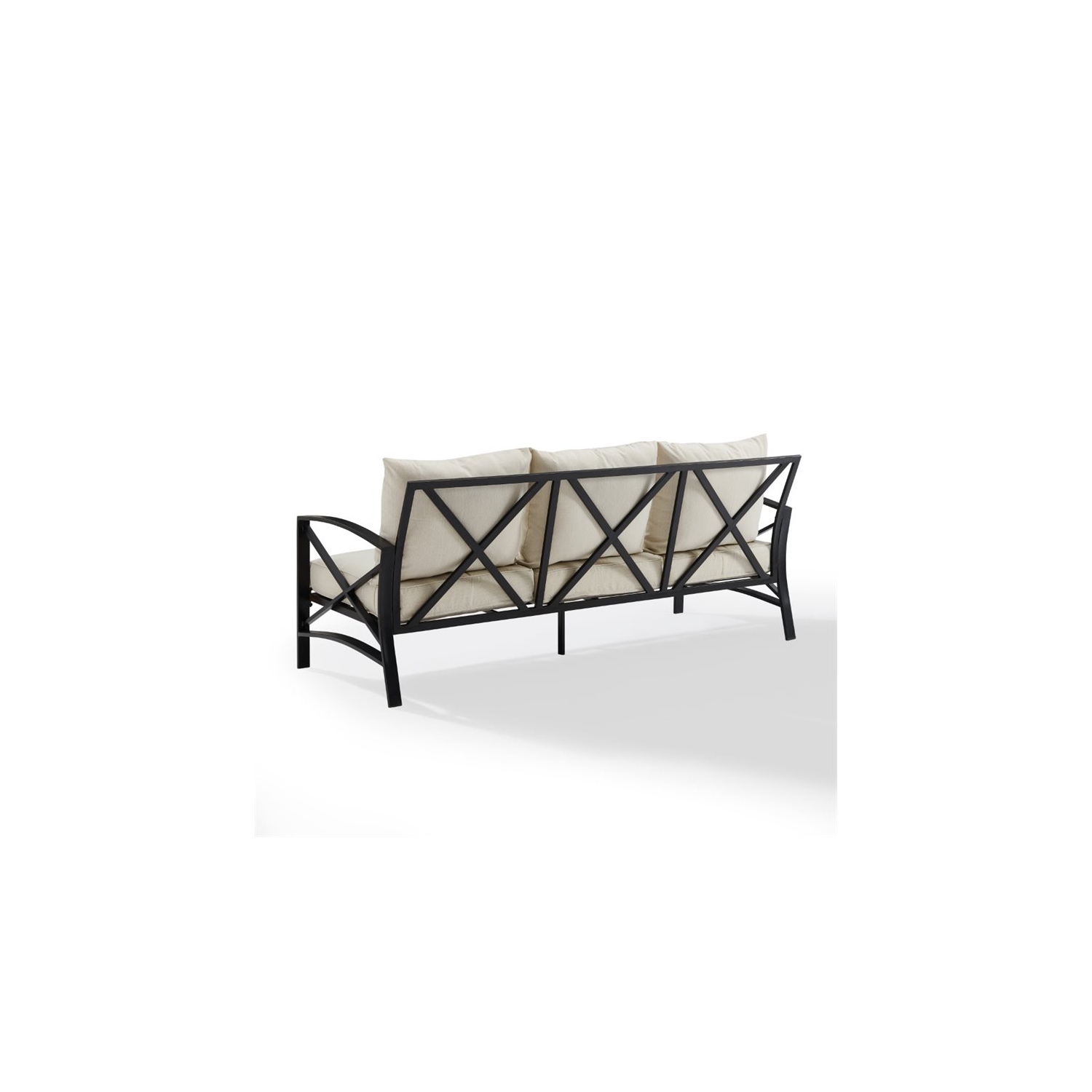 Crosley Kaplan Outdoor Metal Sofa in Oatmeal
