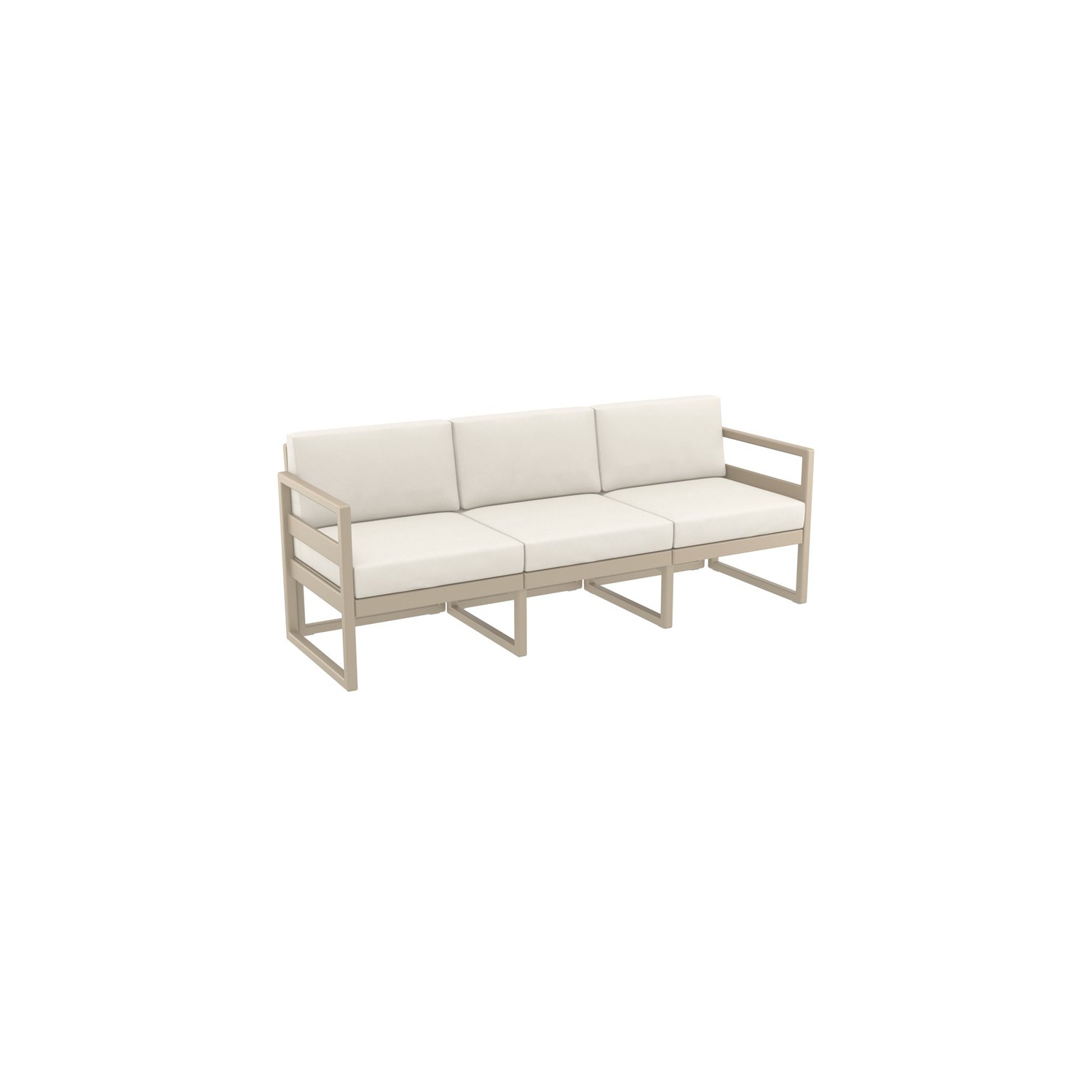 Mykonos Patio Sofa Taupe with Acrylic Fabric Natural Cushions