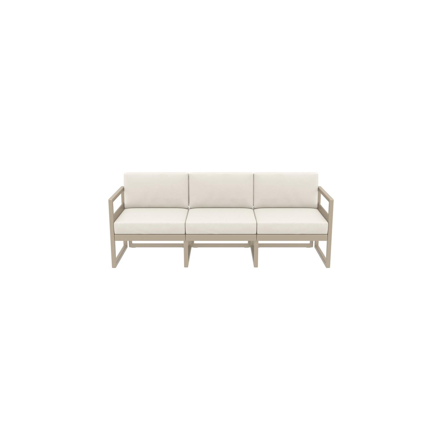 Mykonos Patio Sofa Taupe with Acrylic Fabric Natural Cushions