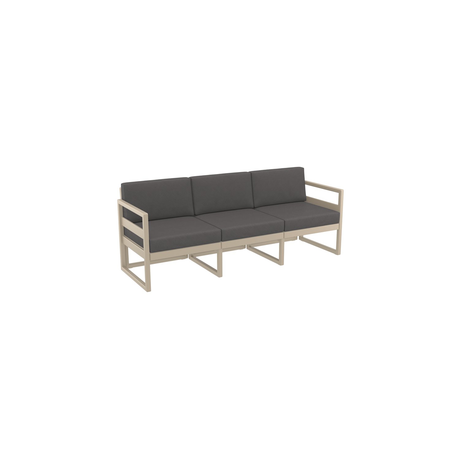 Mykonos Patio Sofa Taupe with Acrylic Fabric Charcoal Cushions
