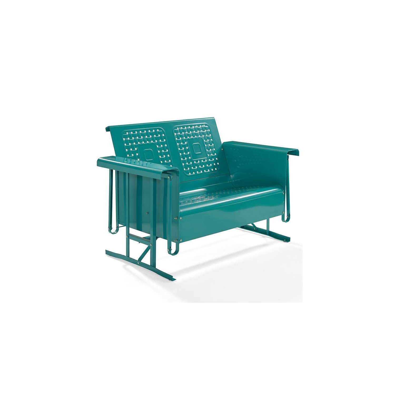 Crosley Bates Metal Gliding Patio Loveseat in Turquoise