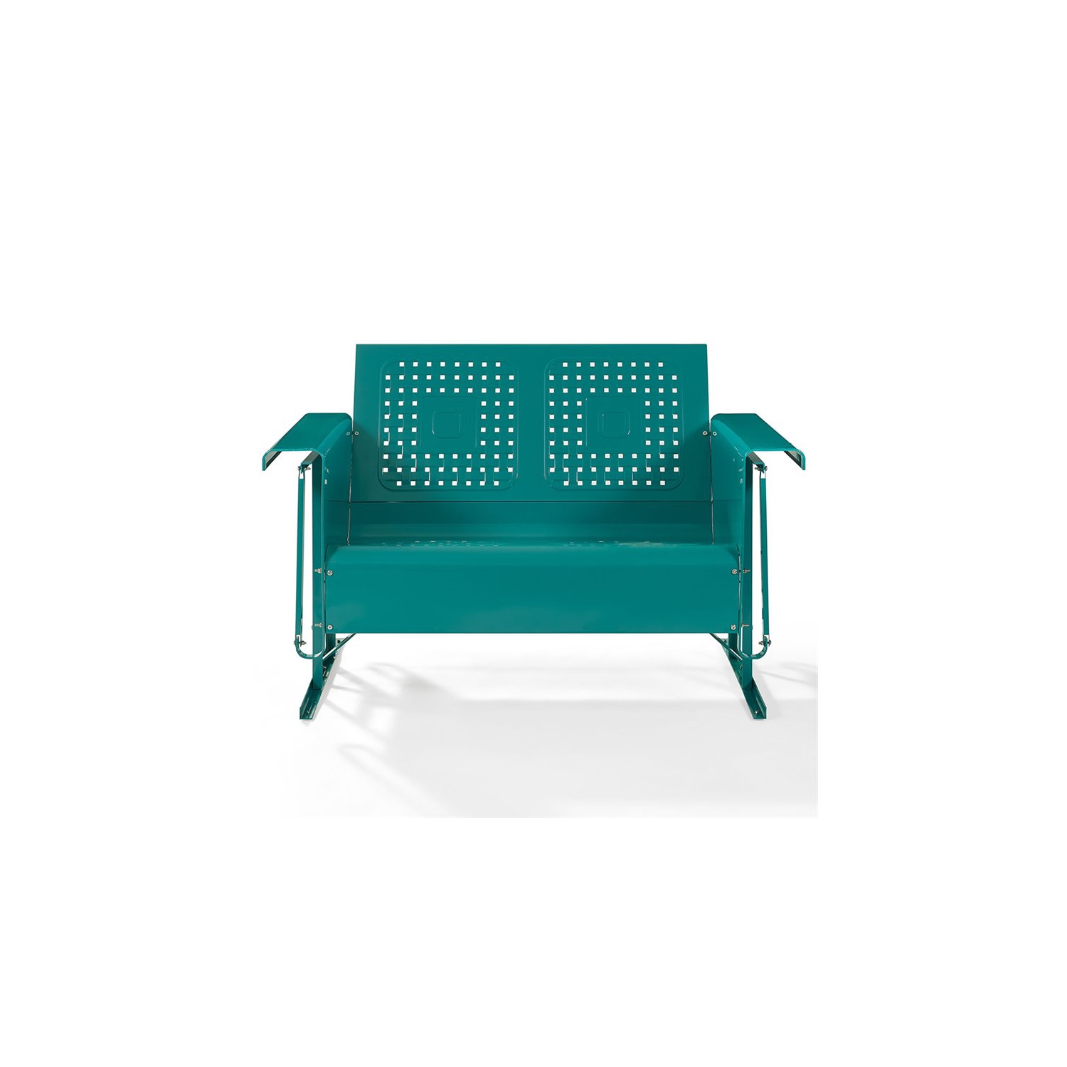 Crosley Bates Metal Gliding Patio Loveseat in Turquoise