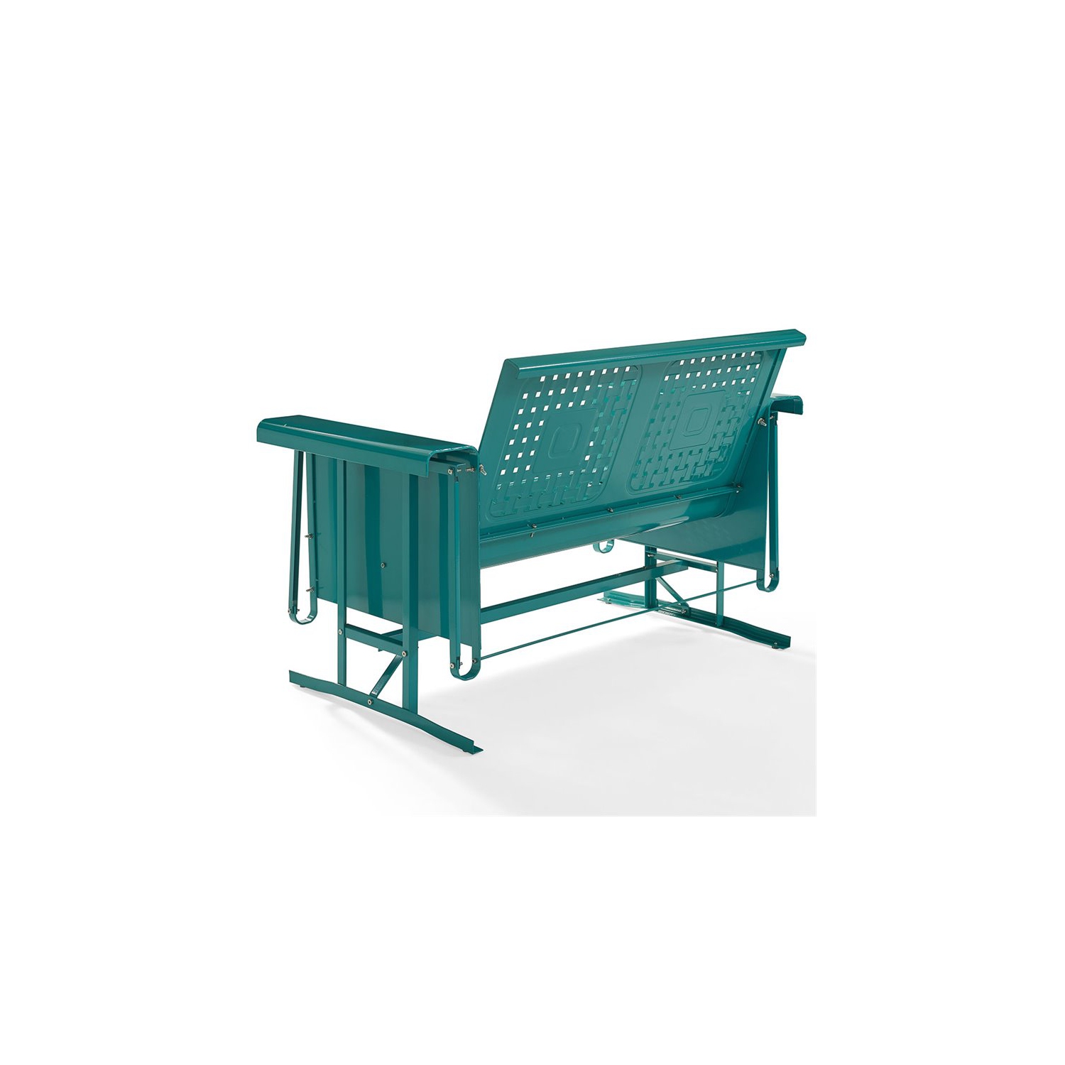 Crosley Bates Metal Gliding Patio Loveseat in Turquoise