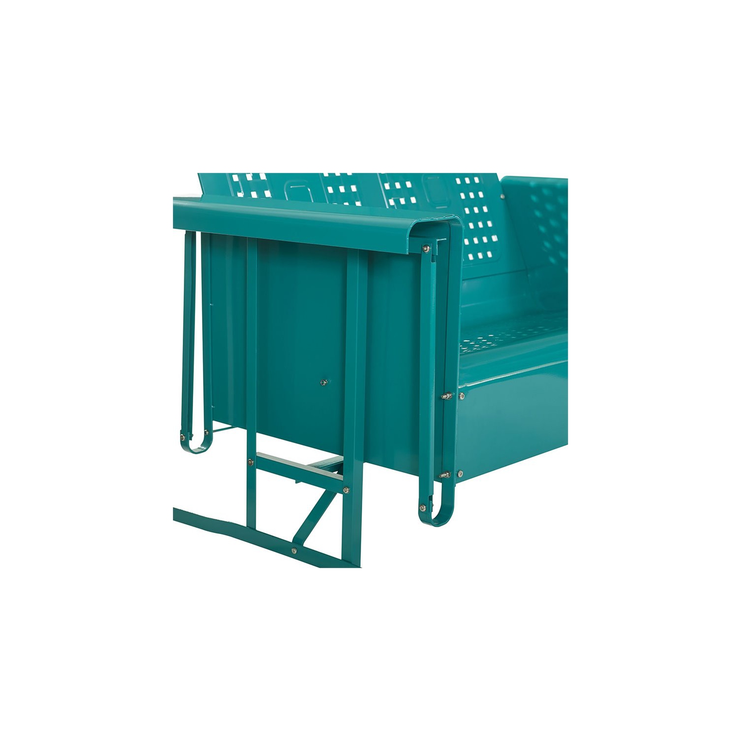 Crosley Bates Metal Gliding Patio Loveseat in Turquoise