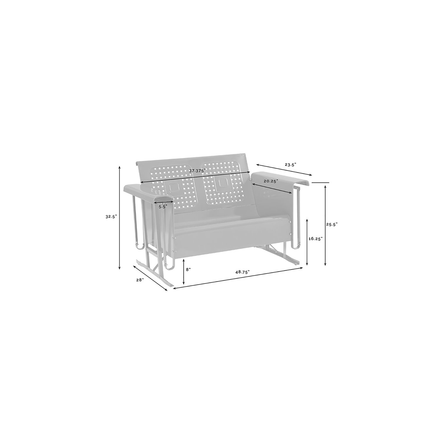 Crosley Bates Metal Gliding Patio Loveseat in Turquoise