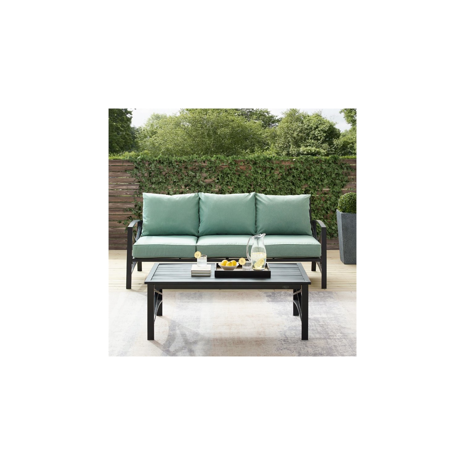 Crosley Kaplan 2 Piece Outdoor Sofa Set in Mist