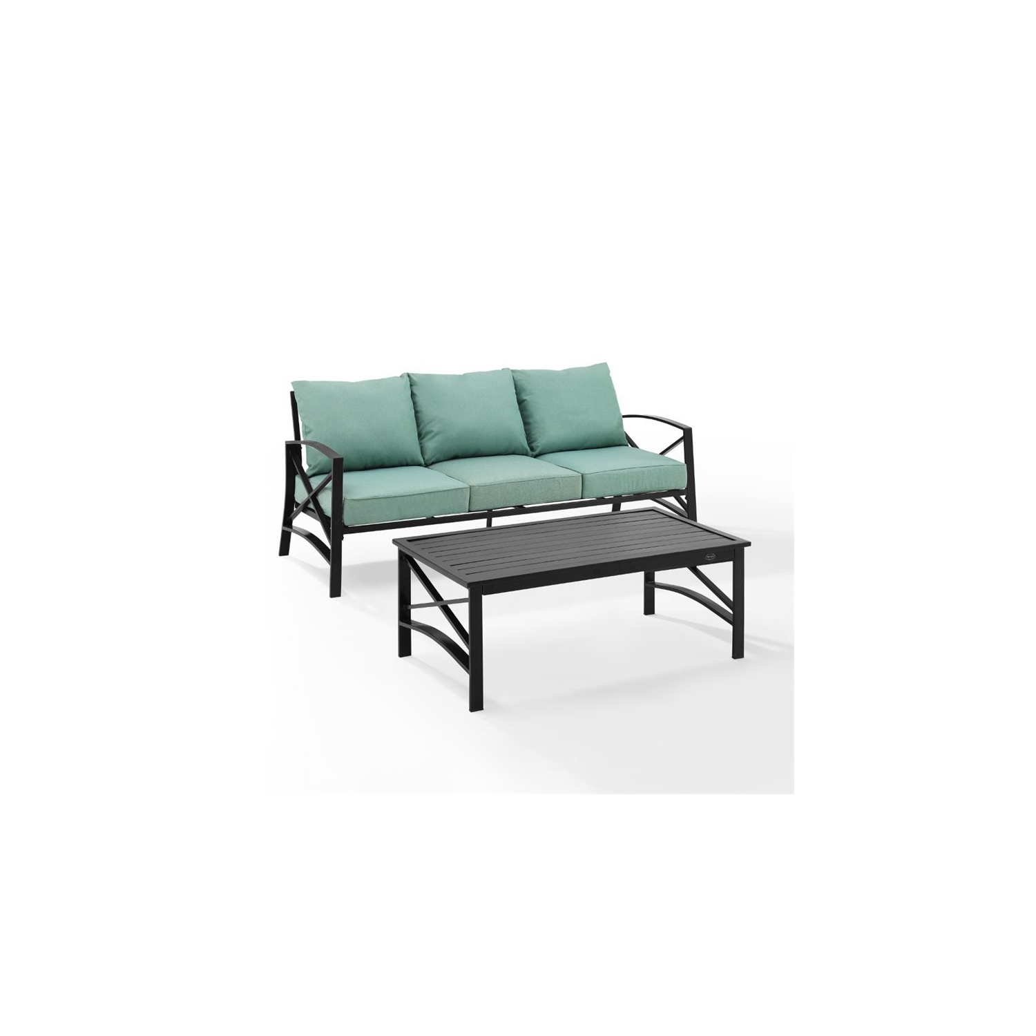 Crosley Kaplan 2 Piece Outdoor Sofa Set in Mist