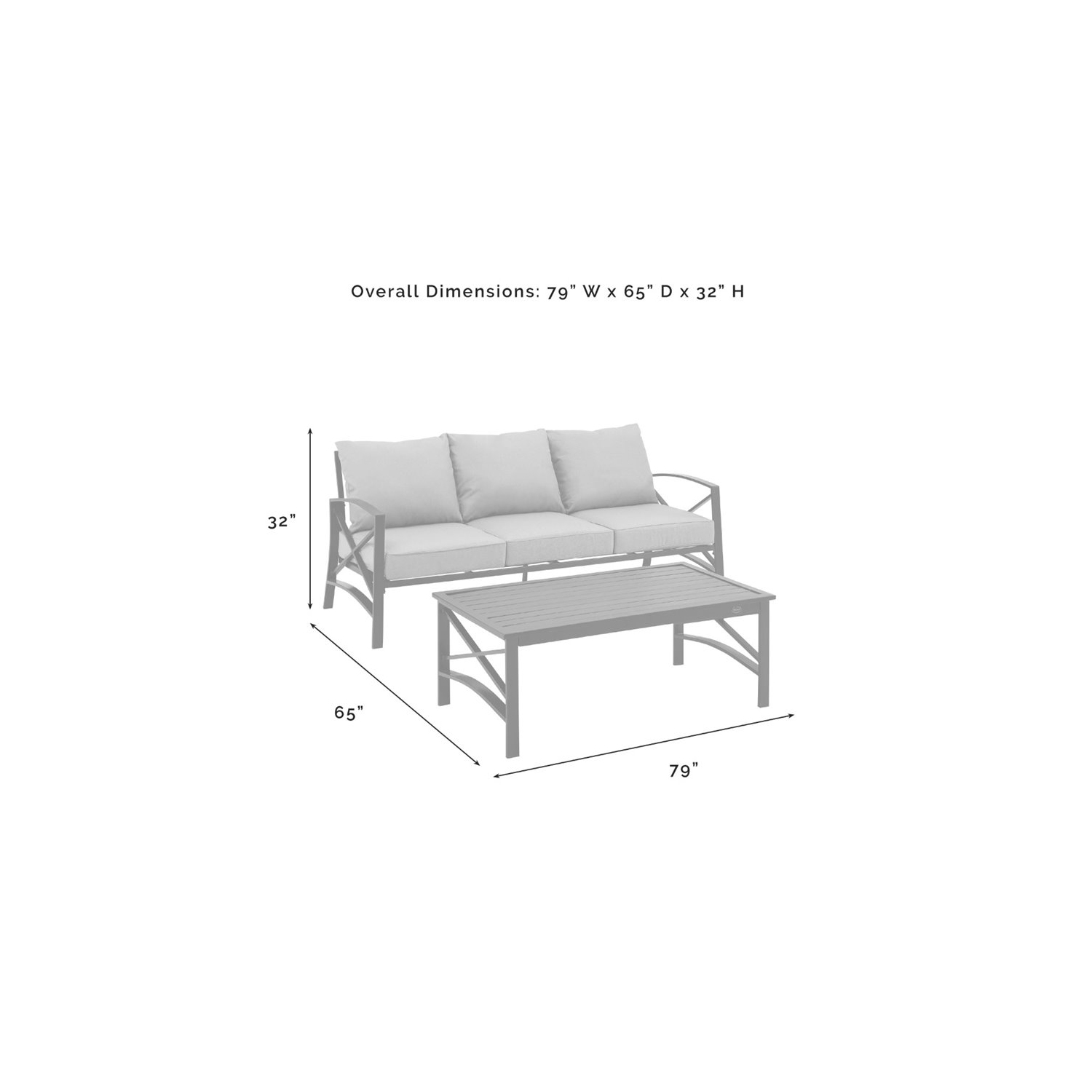 Crosley Kaplan 2 Piece Outdoor Sofa Set in Mist