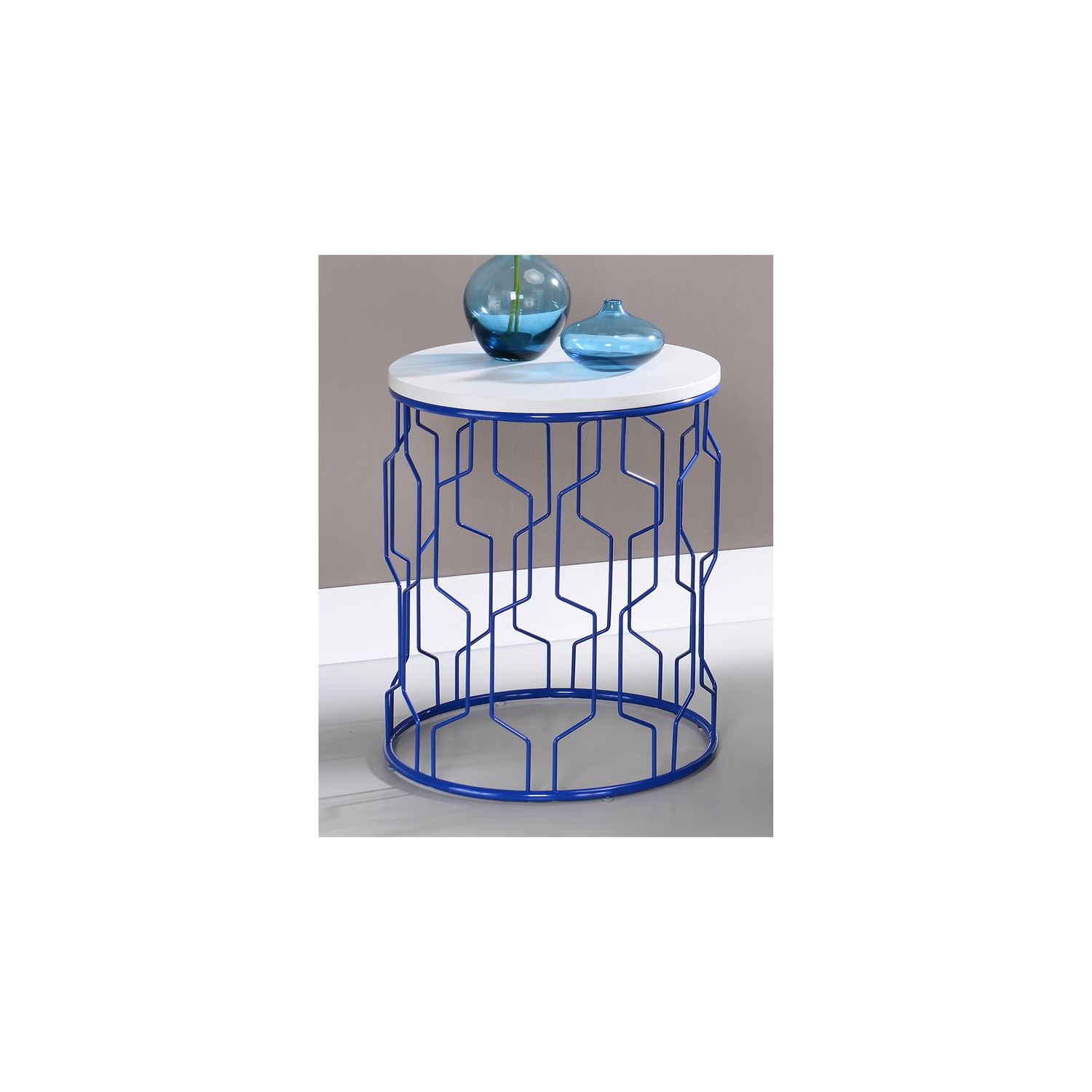 Ensemble de 2 tables gigognes en métal Vereira de Furniture of America en bleu et blanc