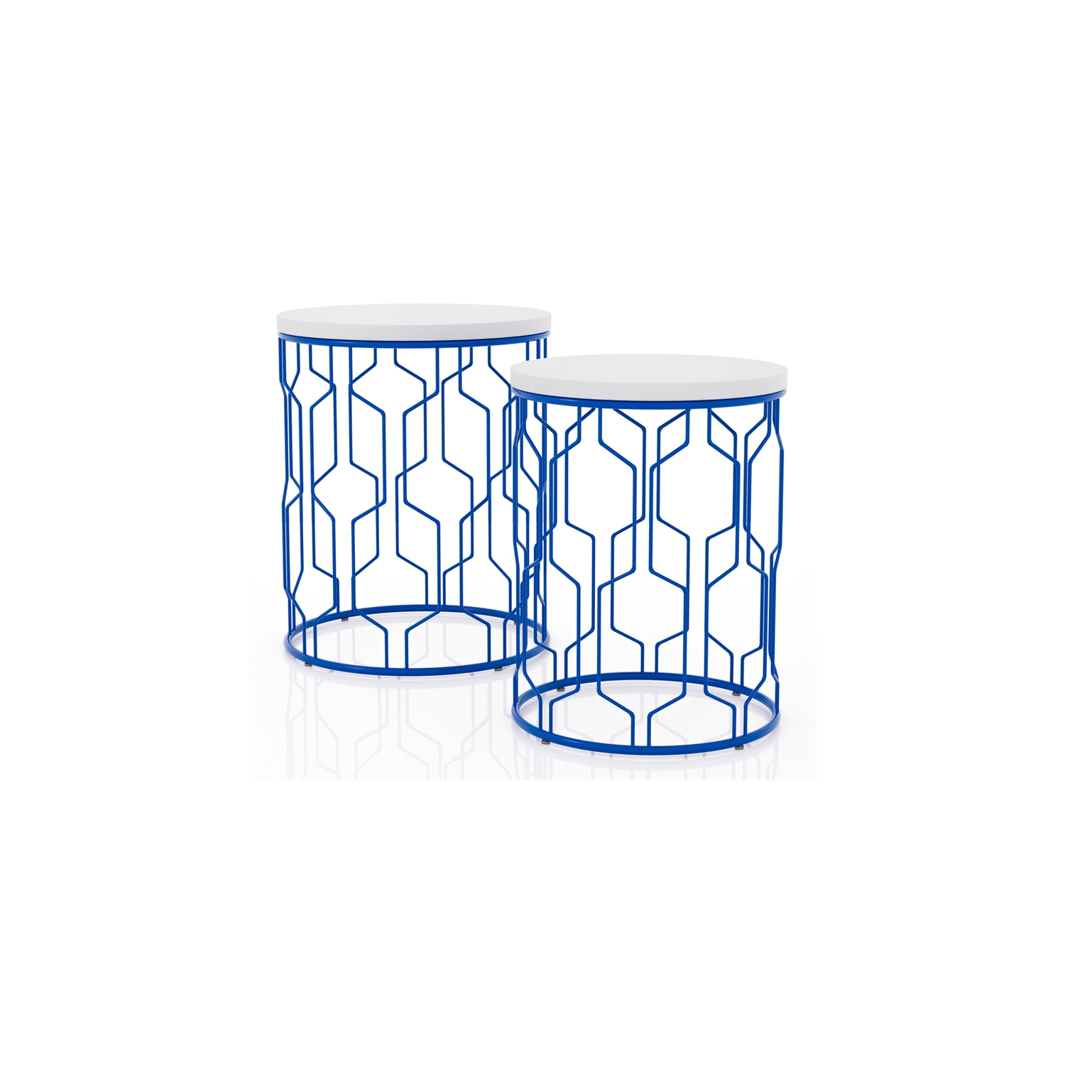 Ensemble de 2 tables gigognes en métal Vereira de Furniture of America en bleu et blanc