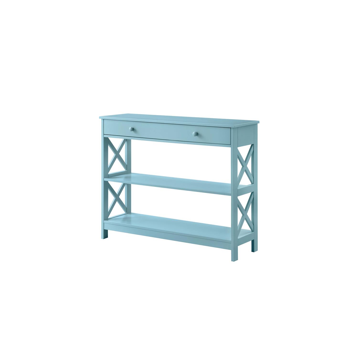 Pemberly Row Transitional One-Drawer Console Table in Seafoam Blue Wood Finish