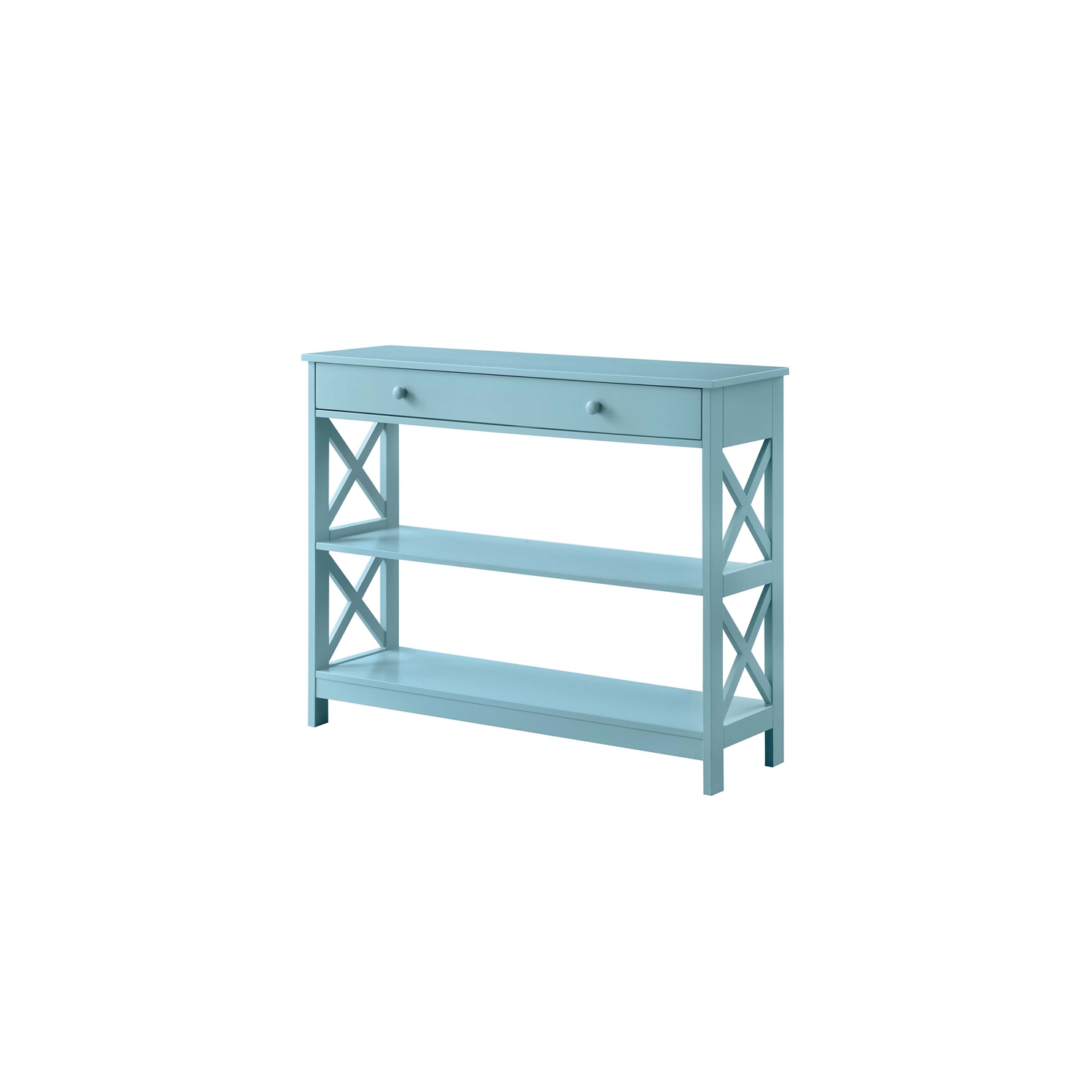 Pemberly Row Transitional One-Drawer Console Table in Seafoam Blue Wood Finish
