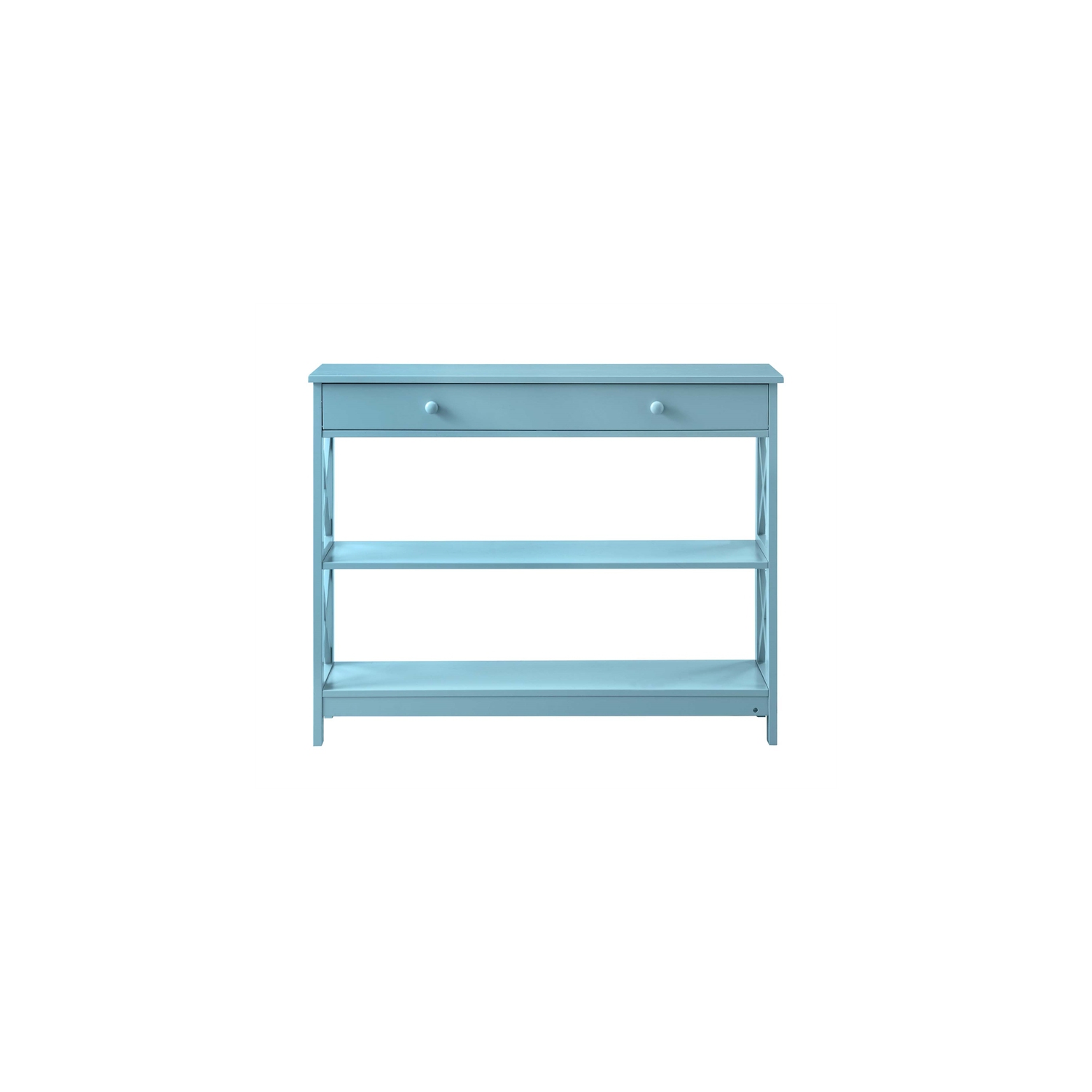 Pemberly Row Transitional One-Drawer Console Table in Seafoam Blue Wood Finish