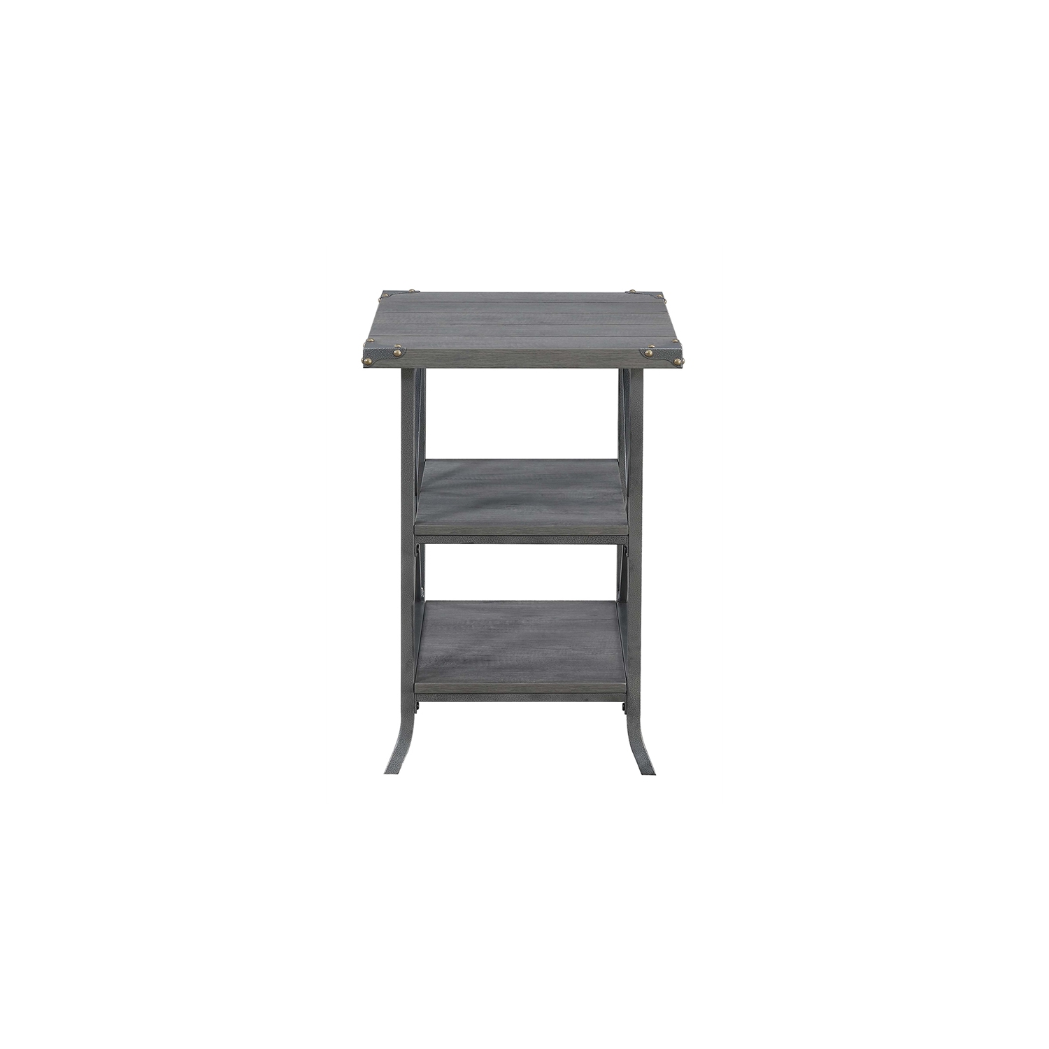Convenience Concepts Brookline Three-Tier End Table in Gray Wood Finish