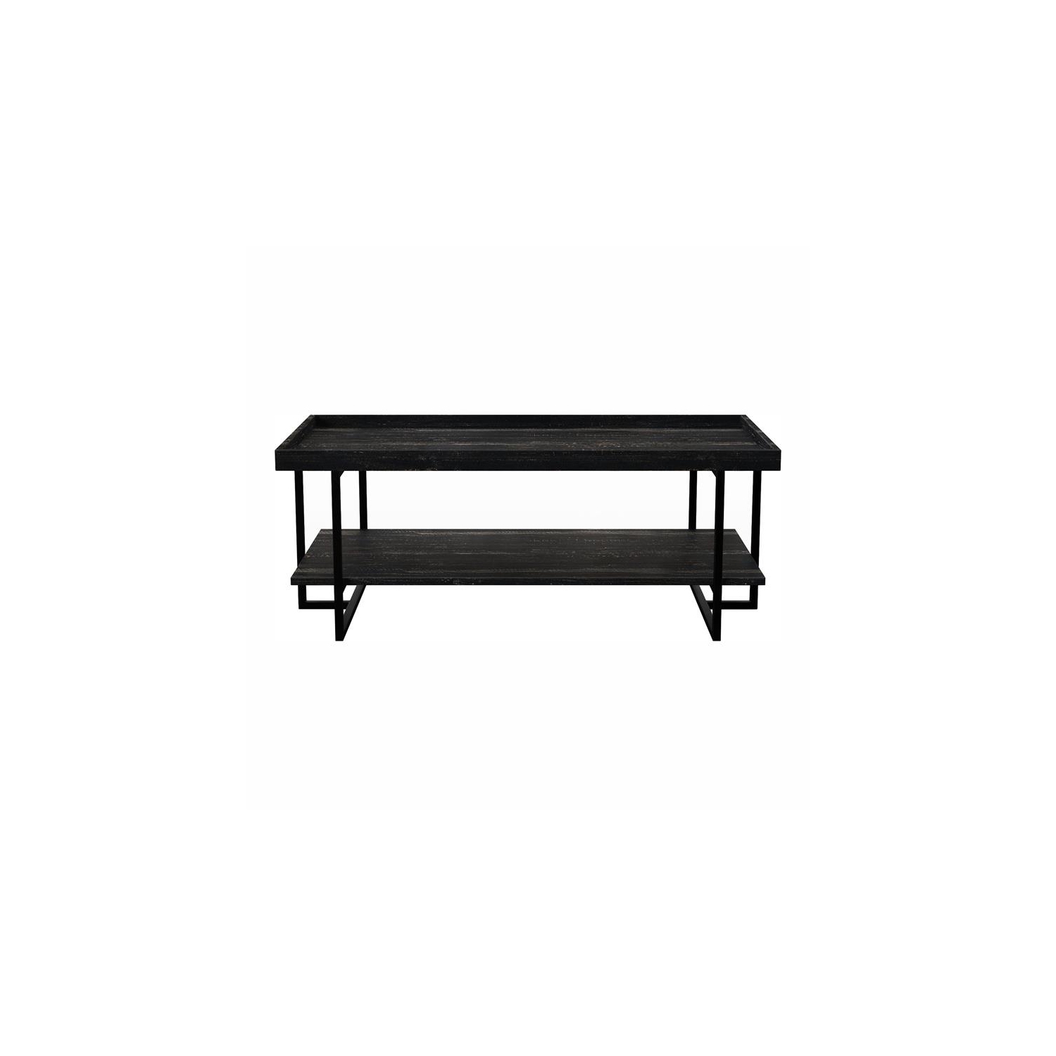 Furniture of America Prakers Industrial Wood 1-Shelf Coffee Table in Black