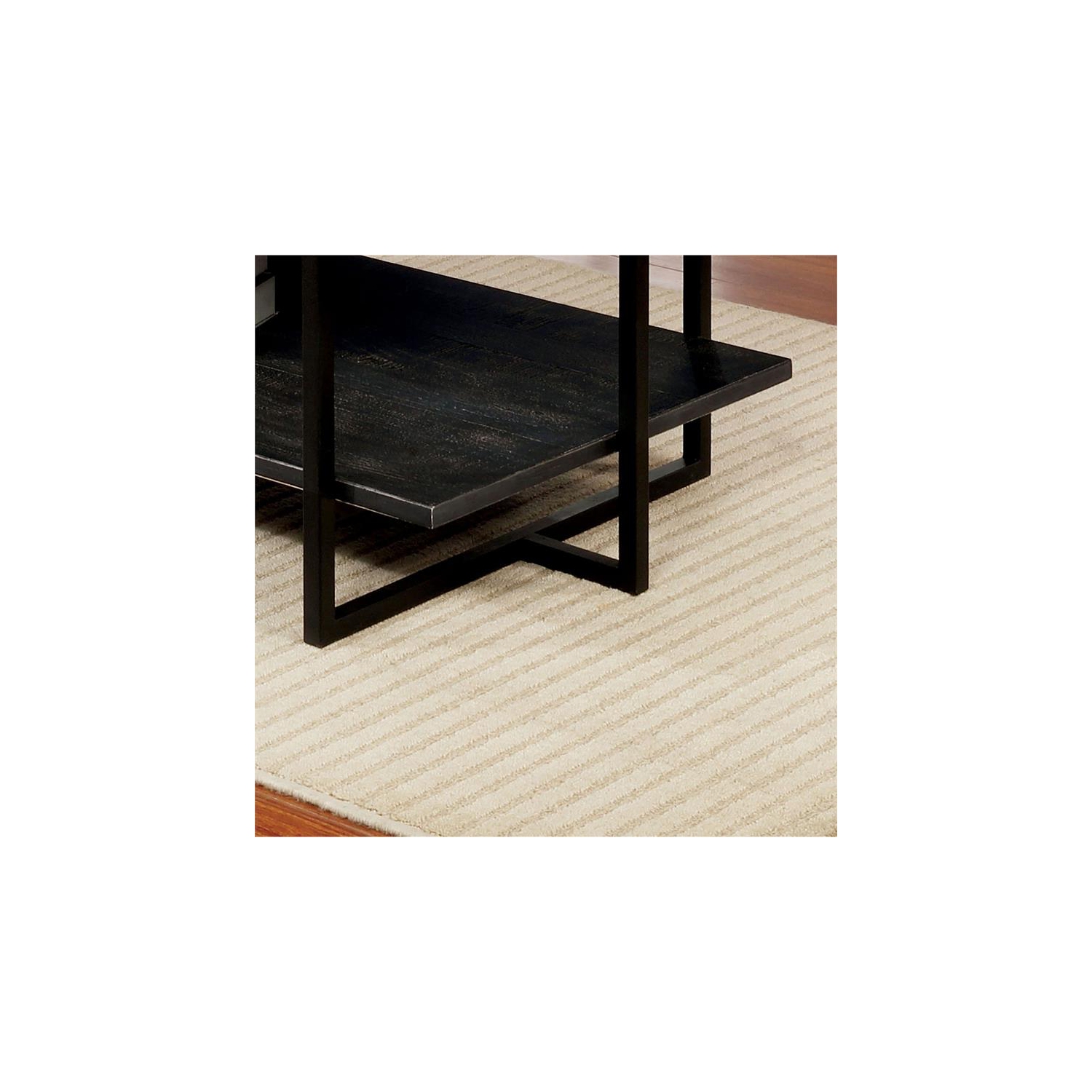 Furniture of America Prakers Industrial Wood 1-Shelf Coffee Table in Black