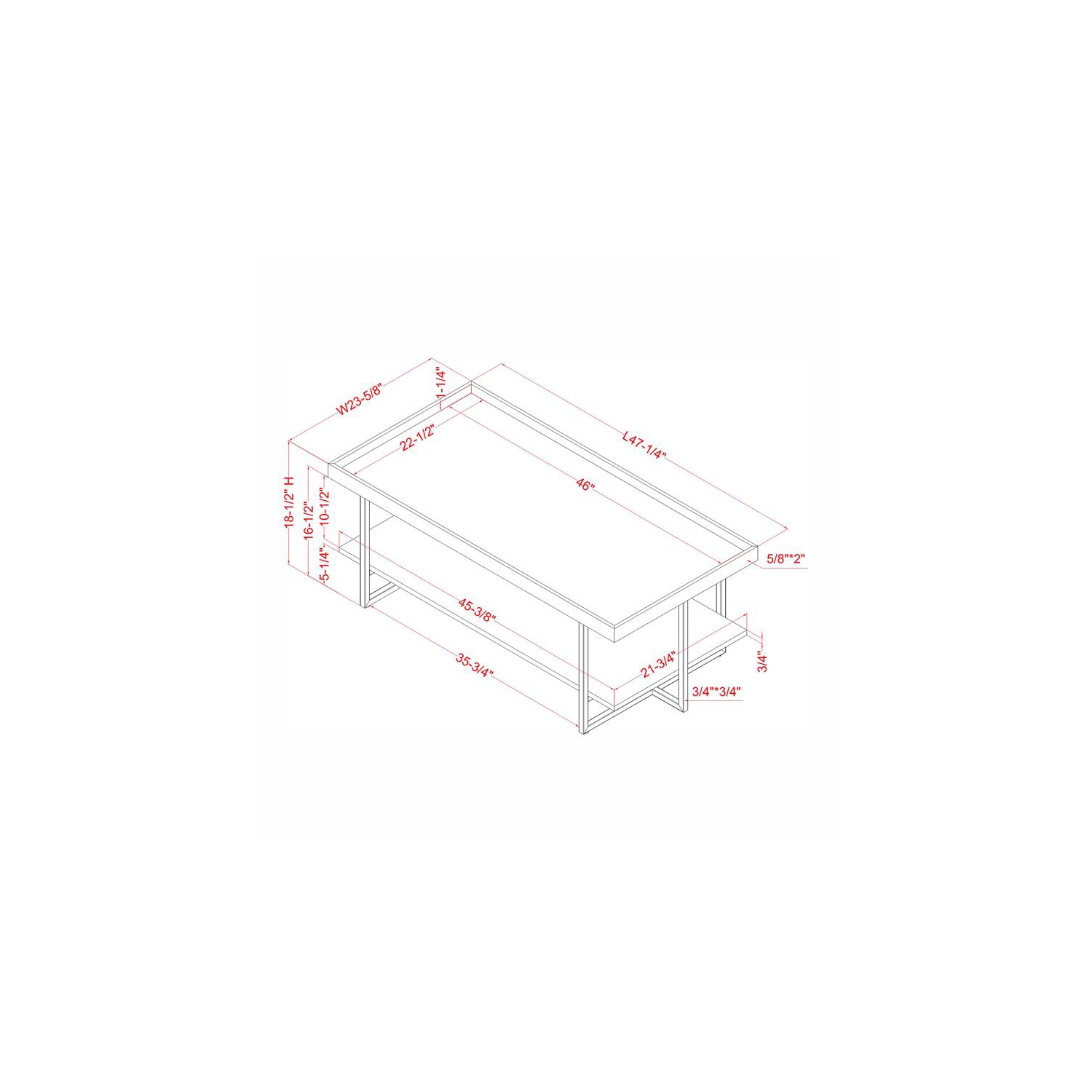 Furniture of America Prakers Industrial Wood 1-Shelf Coffee Table in Black