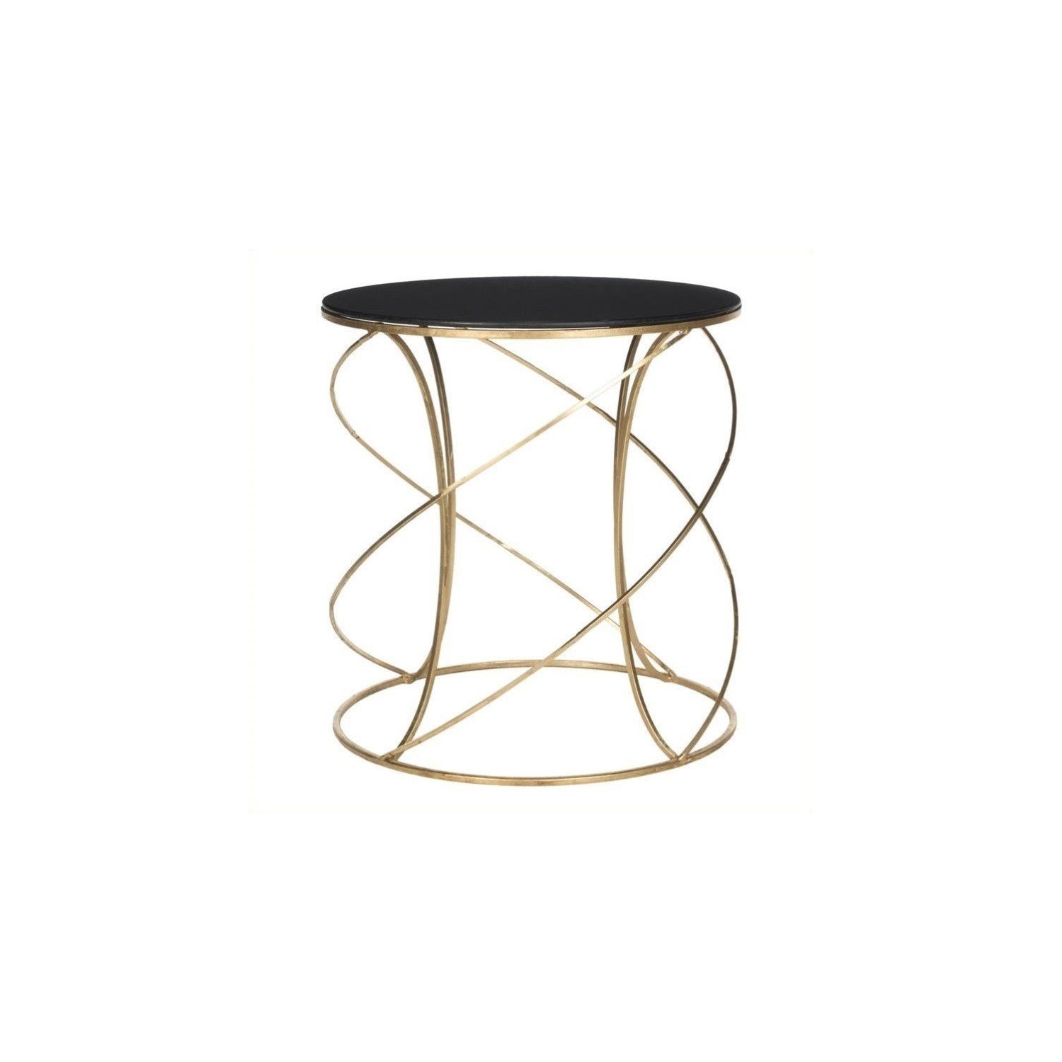 Hawthorne Collection Iron and Glass Accent Table in Gold and Black