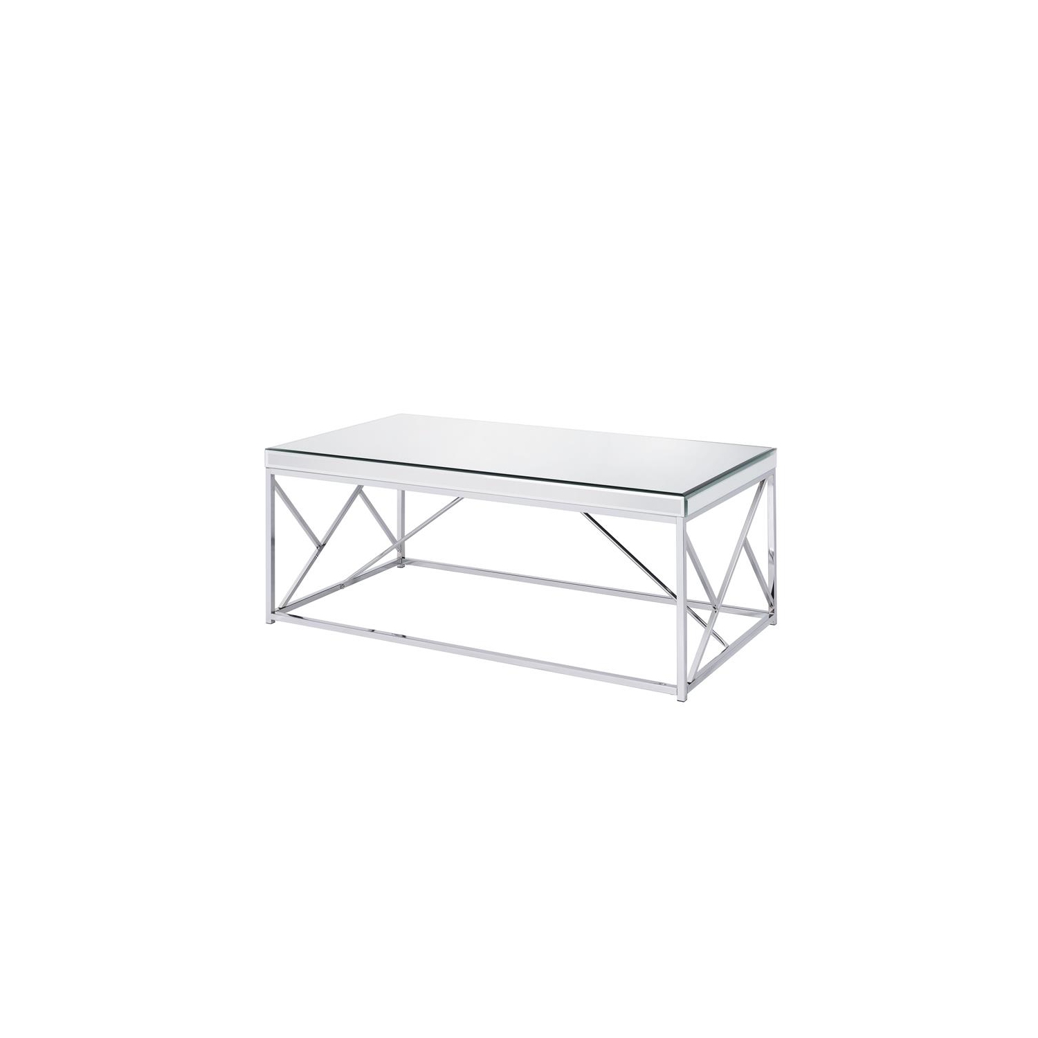 Steve Silver Evelyn Mirror Top Chrome Cocktail Table