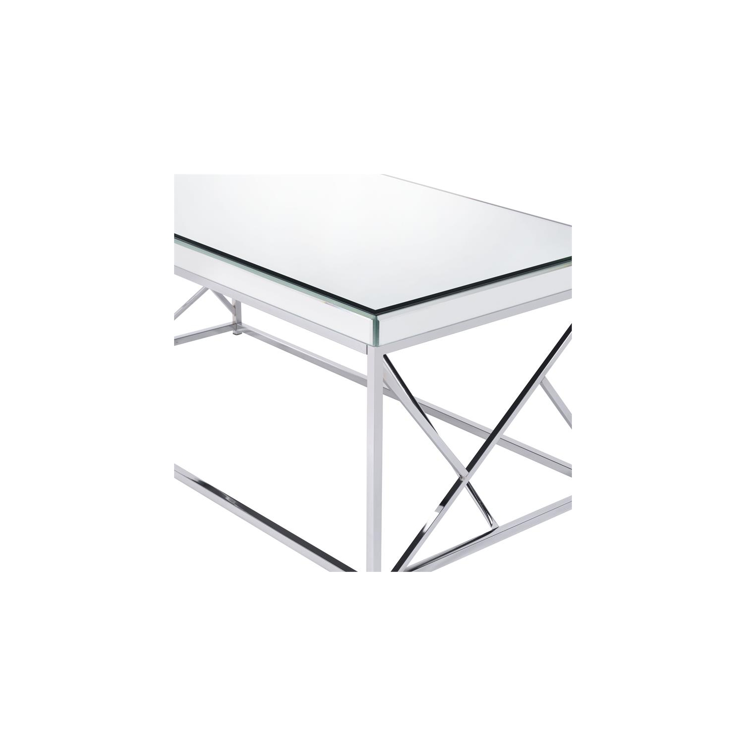 Steve Silver Evelyn Mirror Top Chrome Cocktail Table