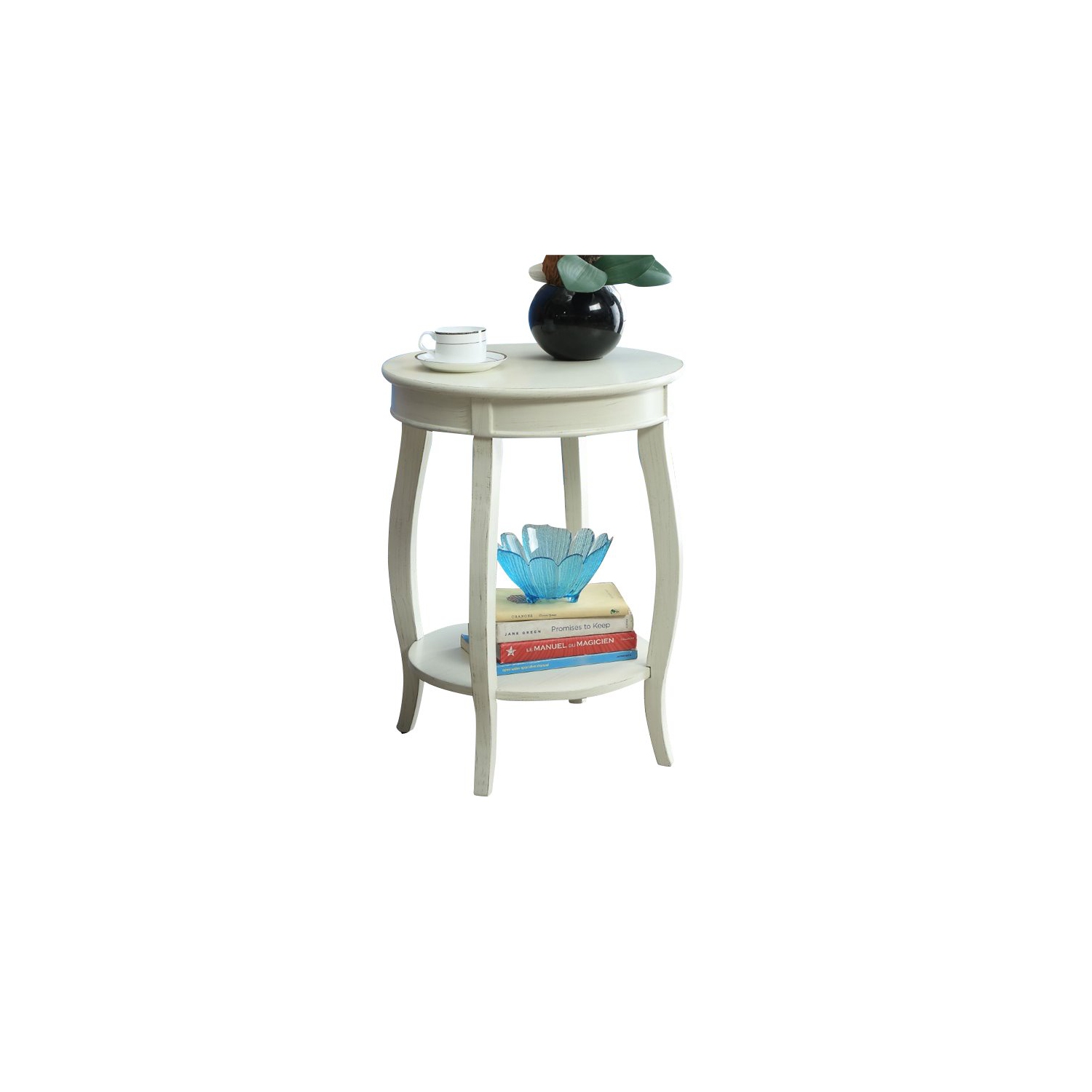 Bowery Hill End Table in Antique White