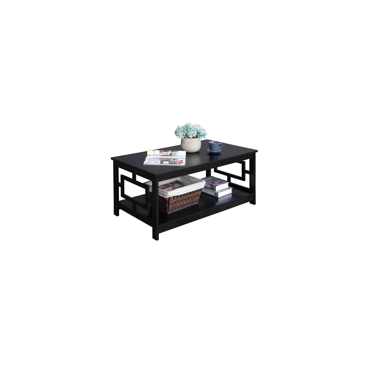 Convenience Concepts Town Square Coffee Table in Black Wood Finish