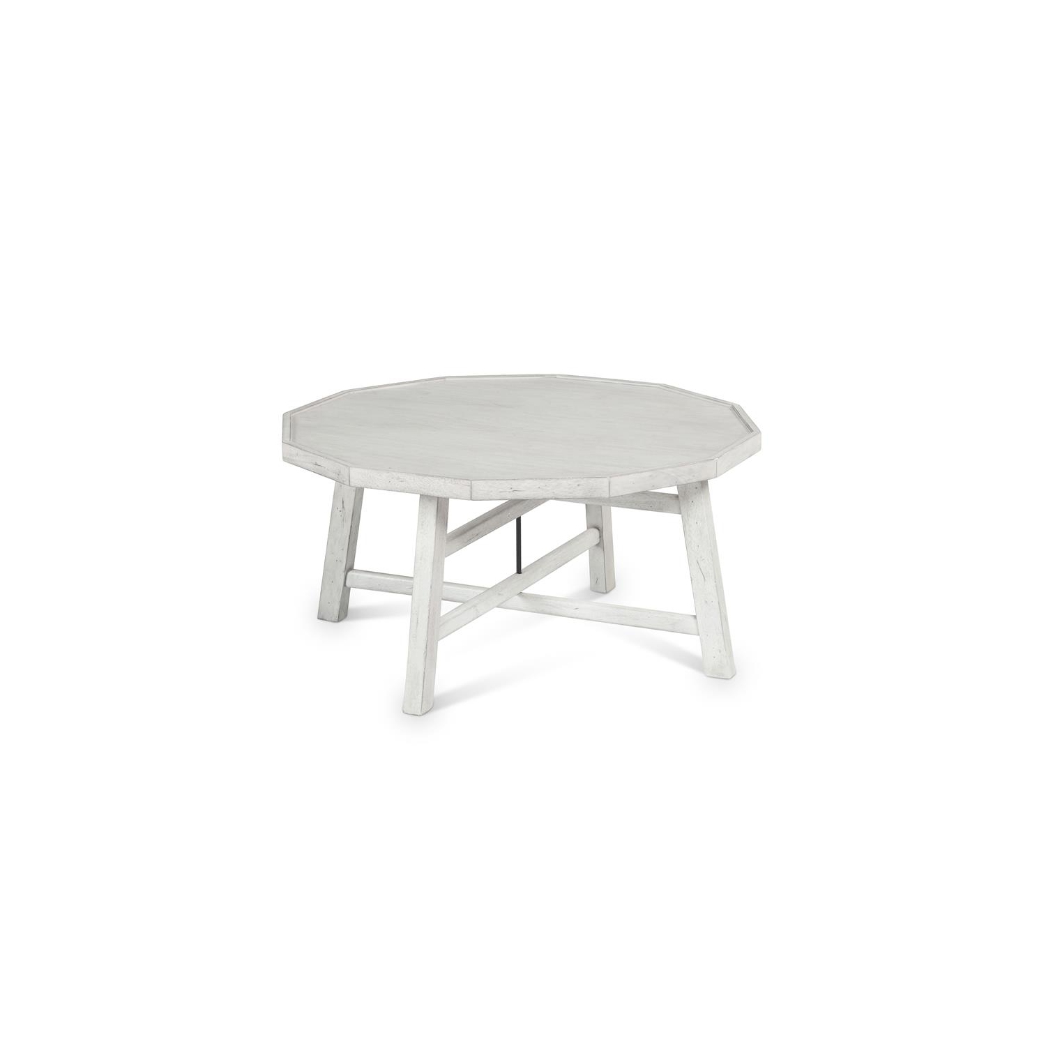 Steve Silver Paisley Distressed Alabaster White Wood Cocktail Table