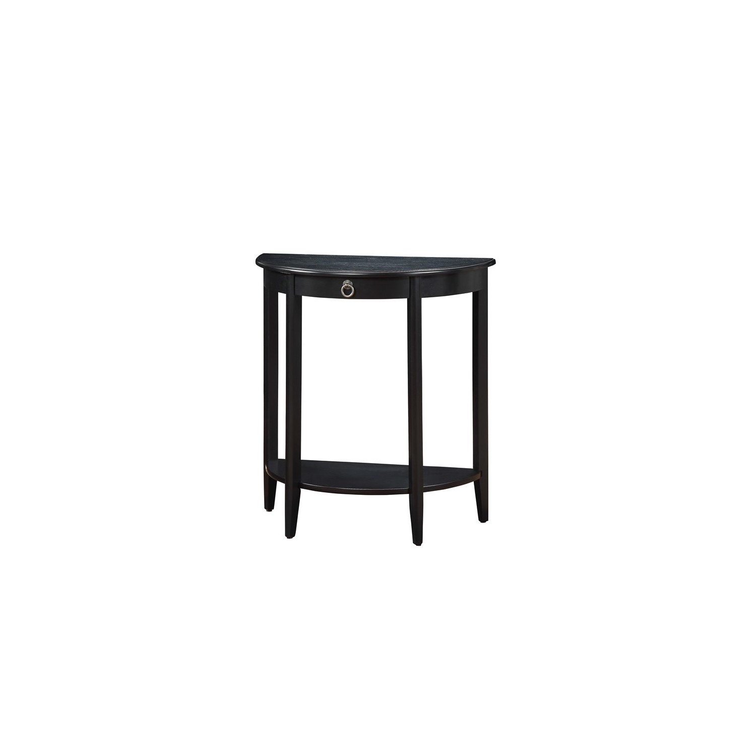 Bowery Hill Contemporary Wood Hald Moon Shaped Console Table in Black