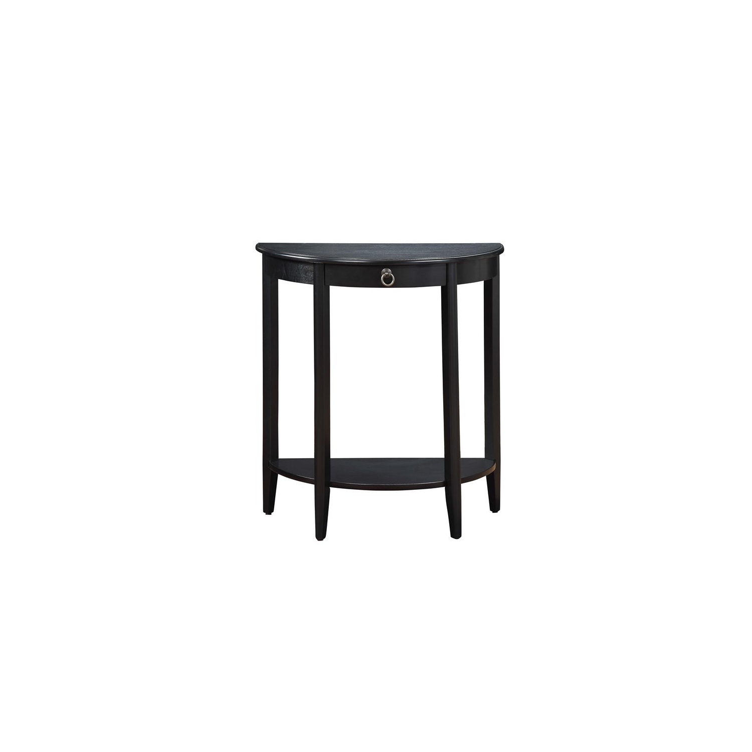 Bowery Hill Contemporary Wood Hald Moon Shaped Console Table in Black