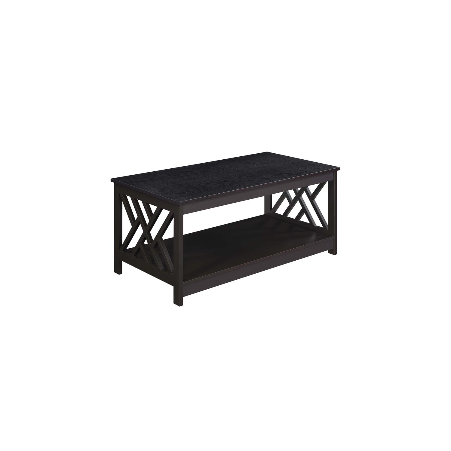 Convenience Concepts Titan Coffee Table with Shelf in Espresso Wood Finish