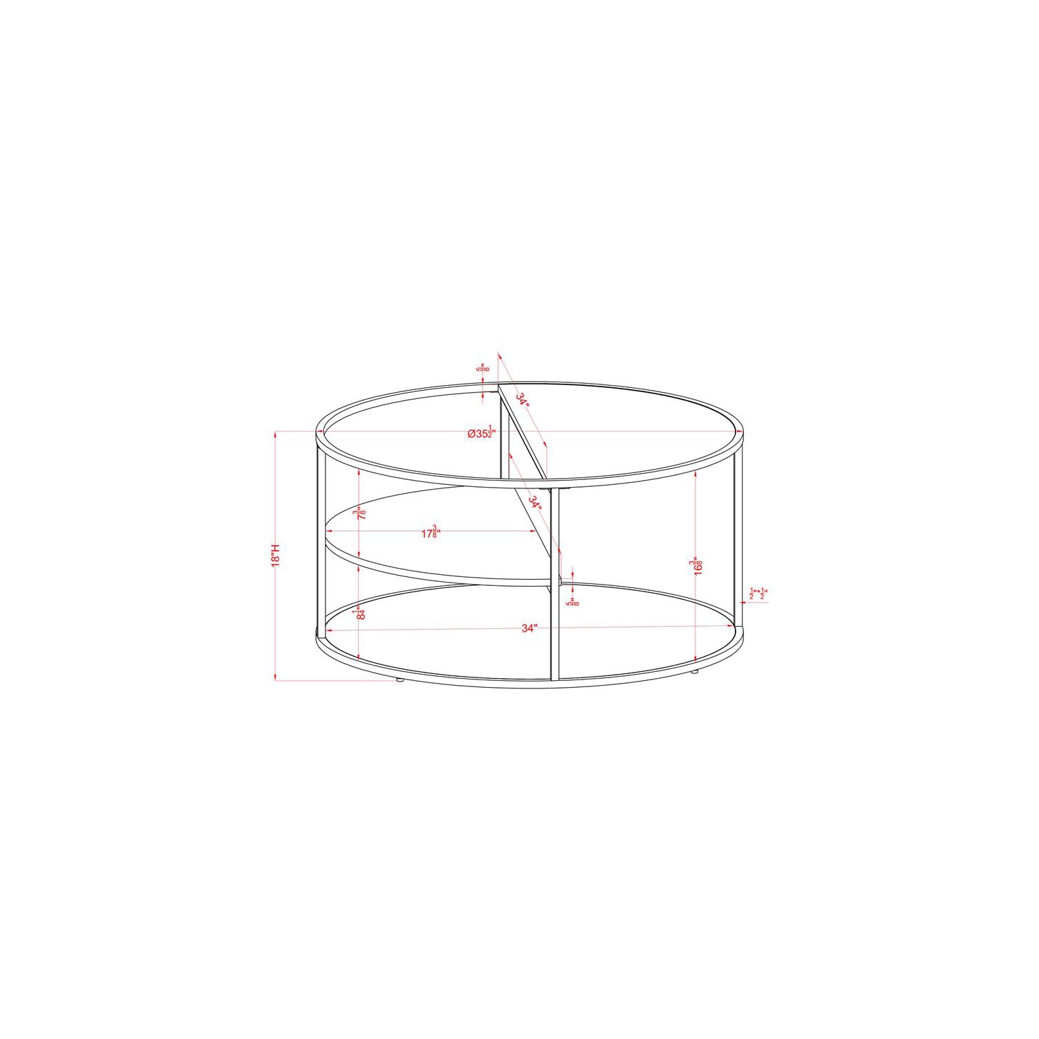 Furniture of America Marquesa Contemporary Wood Round Coffee Table in Black