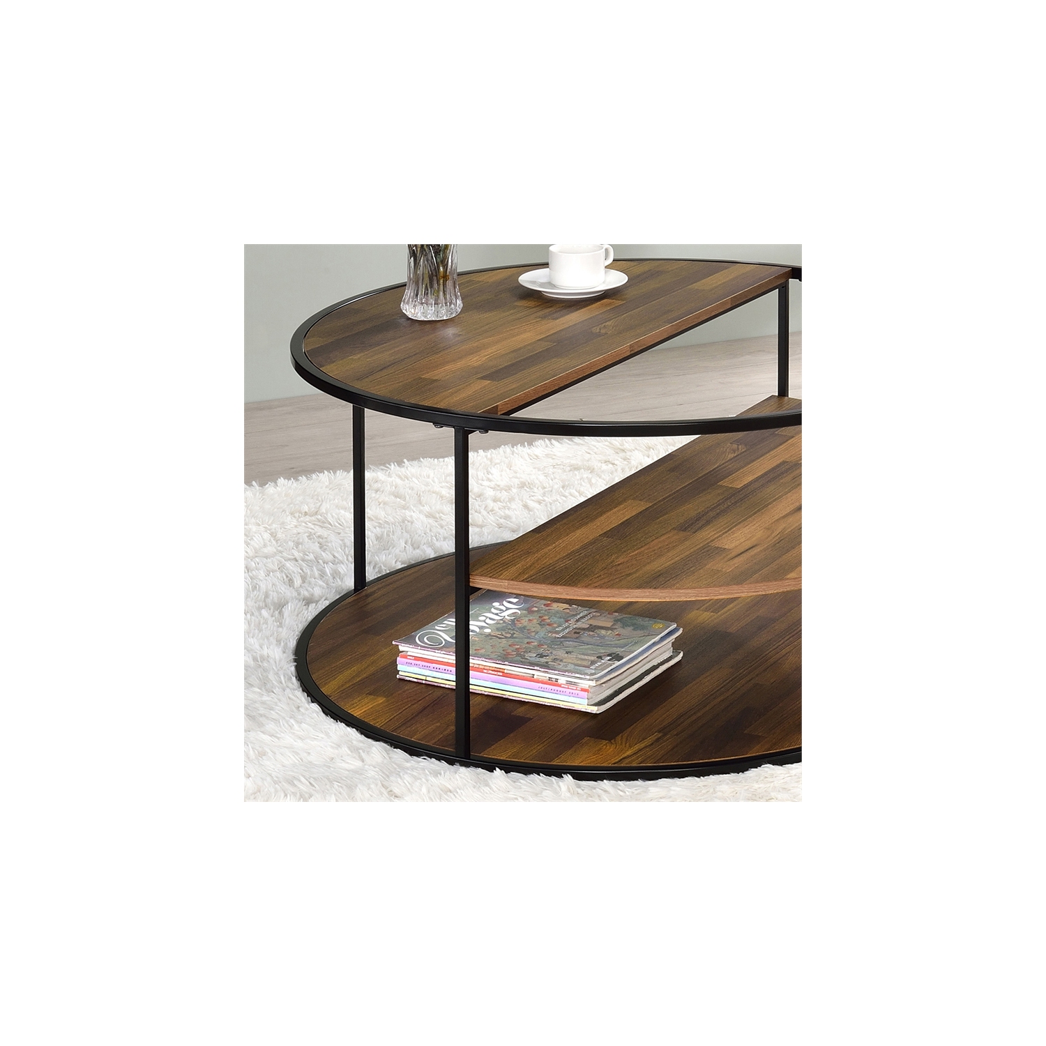 Furniture of America Marquesa Contemporary Wood Round Coffee Table in Black