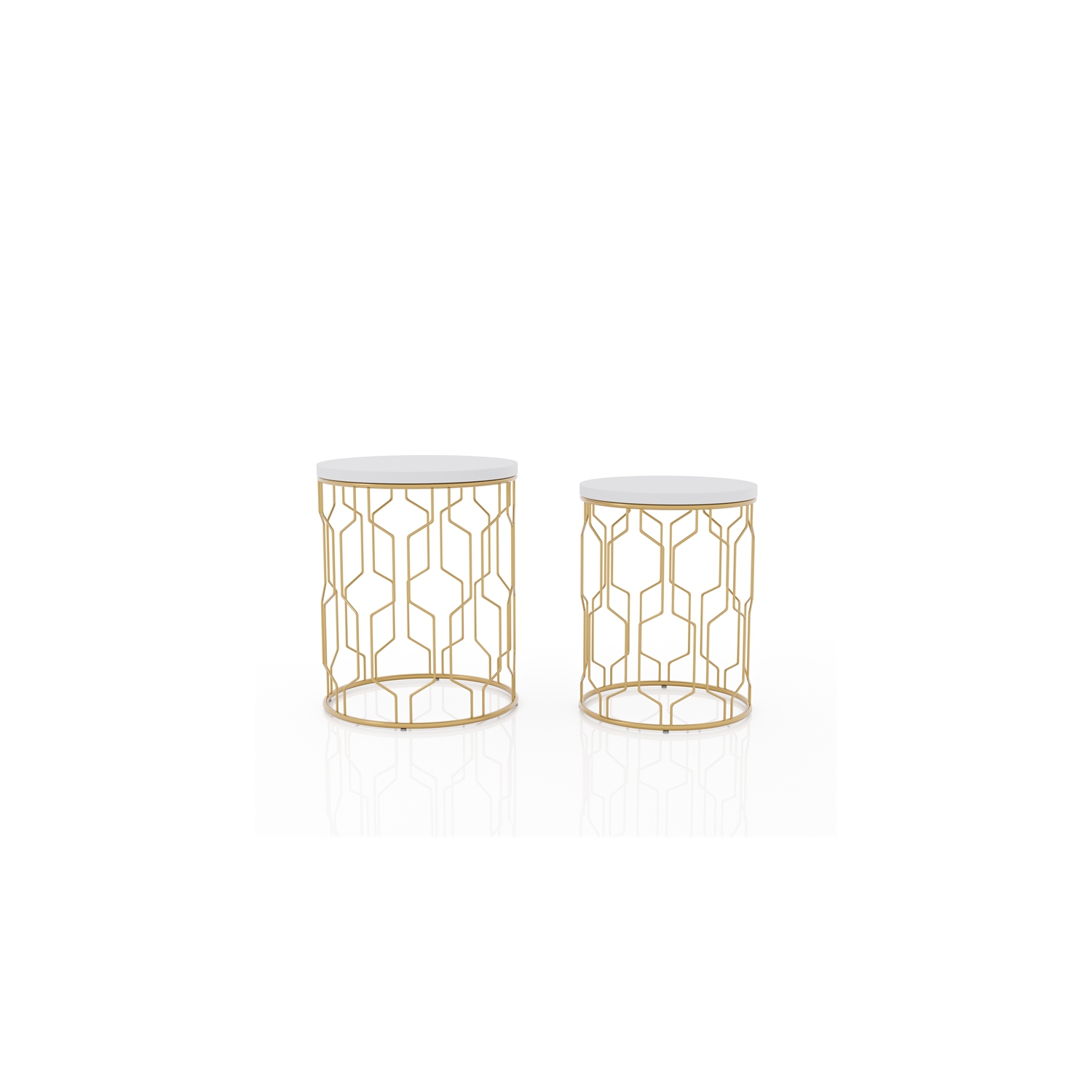 Furniture of America Vereira Metal 2-Piece Nesting Table in Gold and White