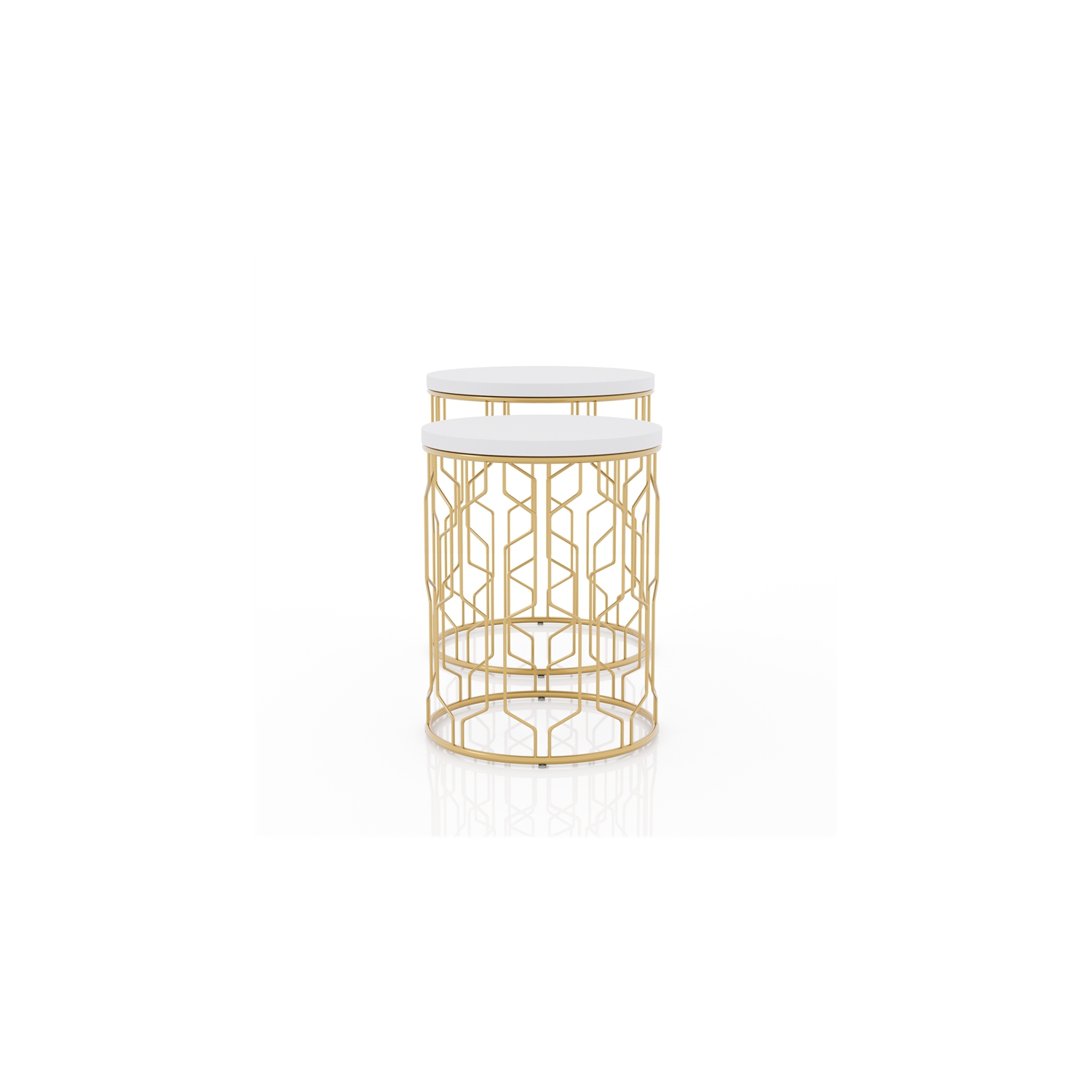 Furniture of America Vereira Metal 2-Piece Nesting Table in Gold and White
