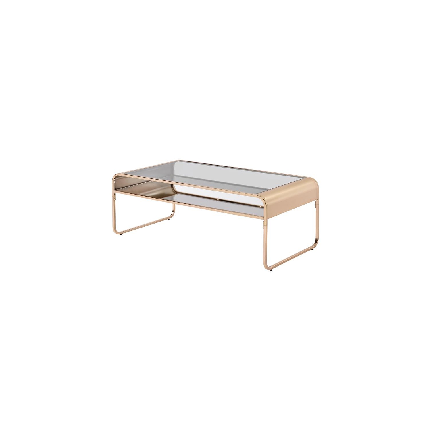 Furniture of America Mexller Contemporary Glass Top Coffee Table in Gold
