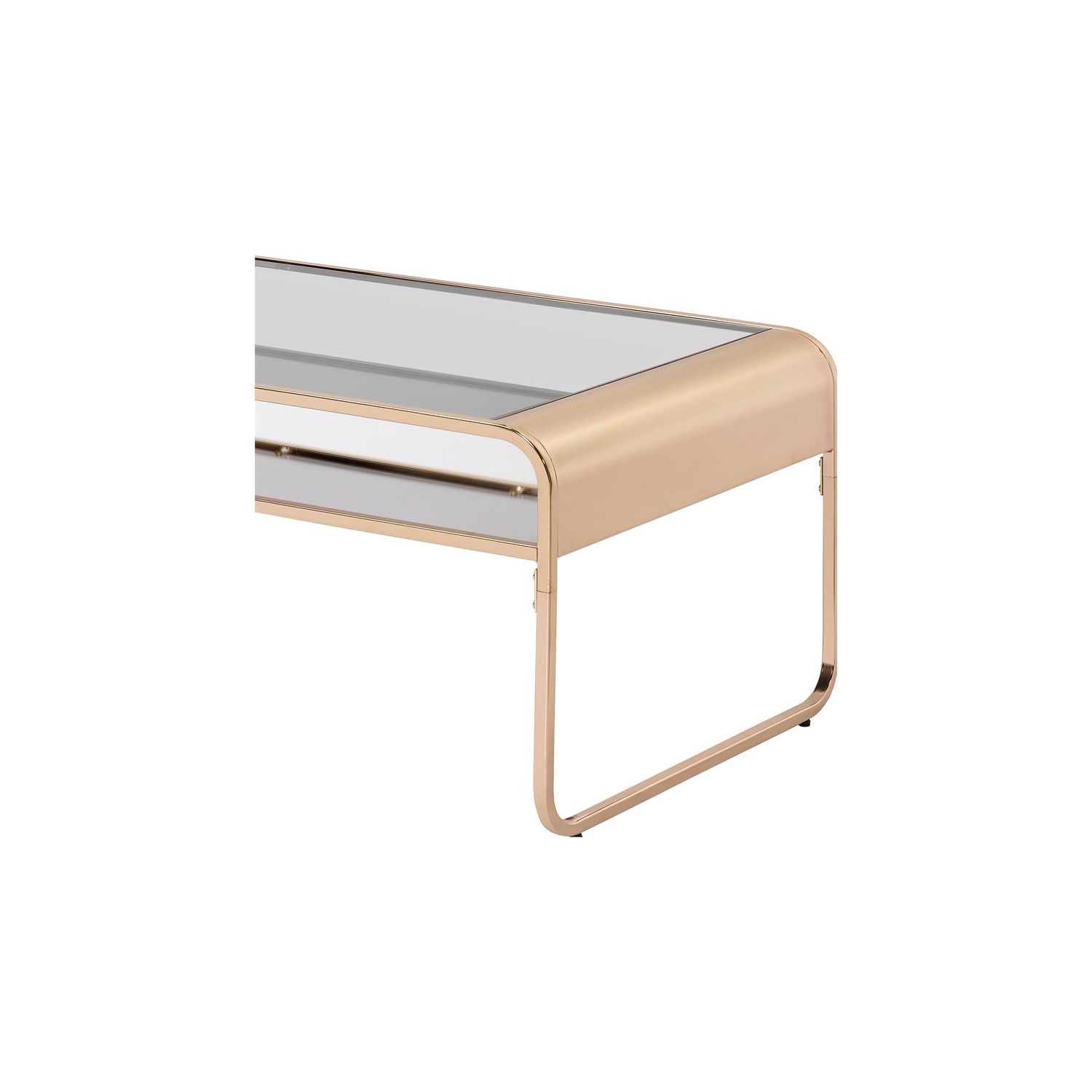 Furniture of America Mexller Contemporary Glass Top Coffee Table in Gold