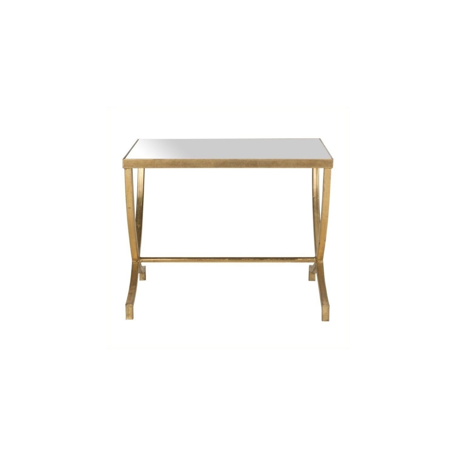 Hawthorne Collection Iron and Mirror Accent Table in Gold