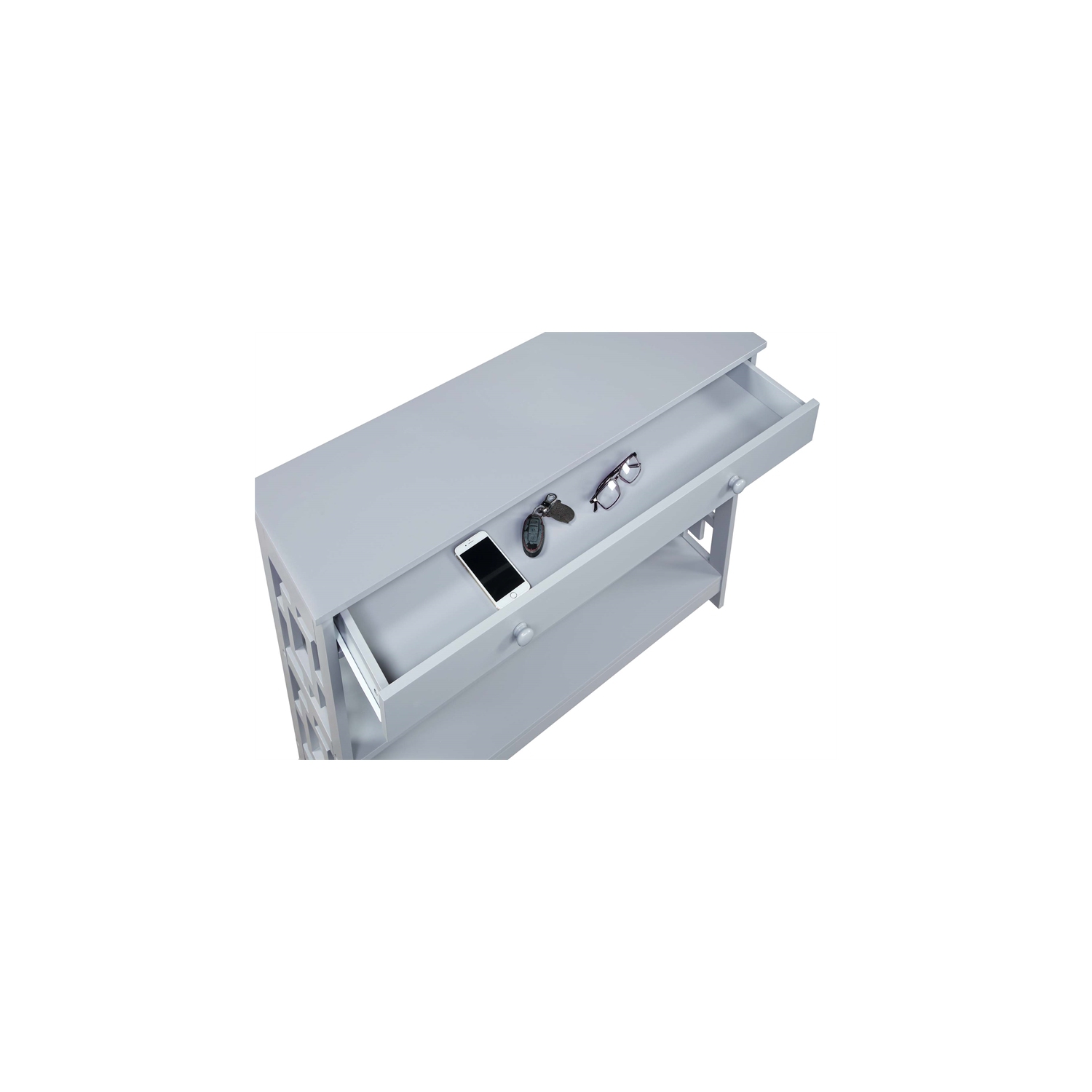 Convenience Concepts Town Square One-Drawer Console Table in Gray Wood Finish