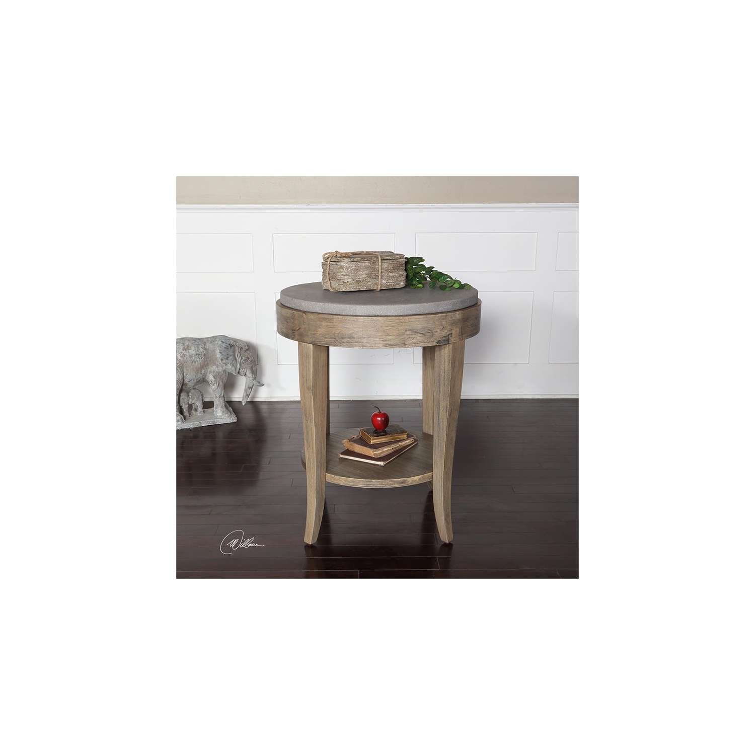 Bowery Hill Contemporary Birch Wood Round Accent Table
