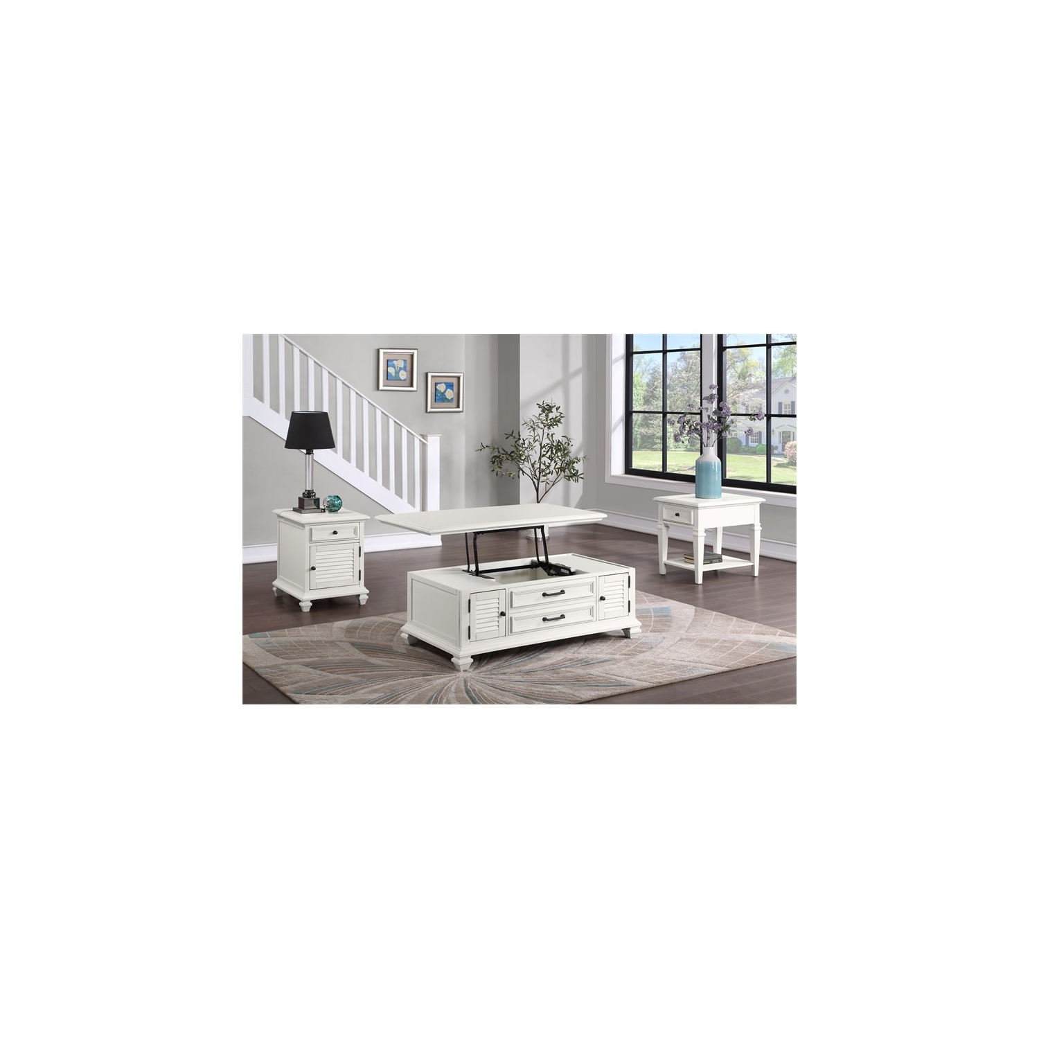 Charlestown Modern Farmhouse Soft White Wood End Table
