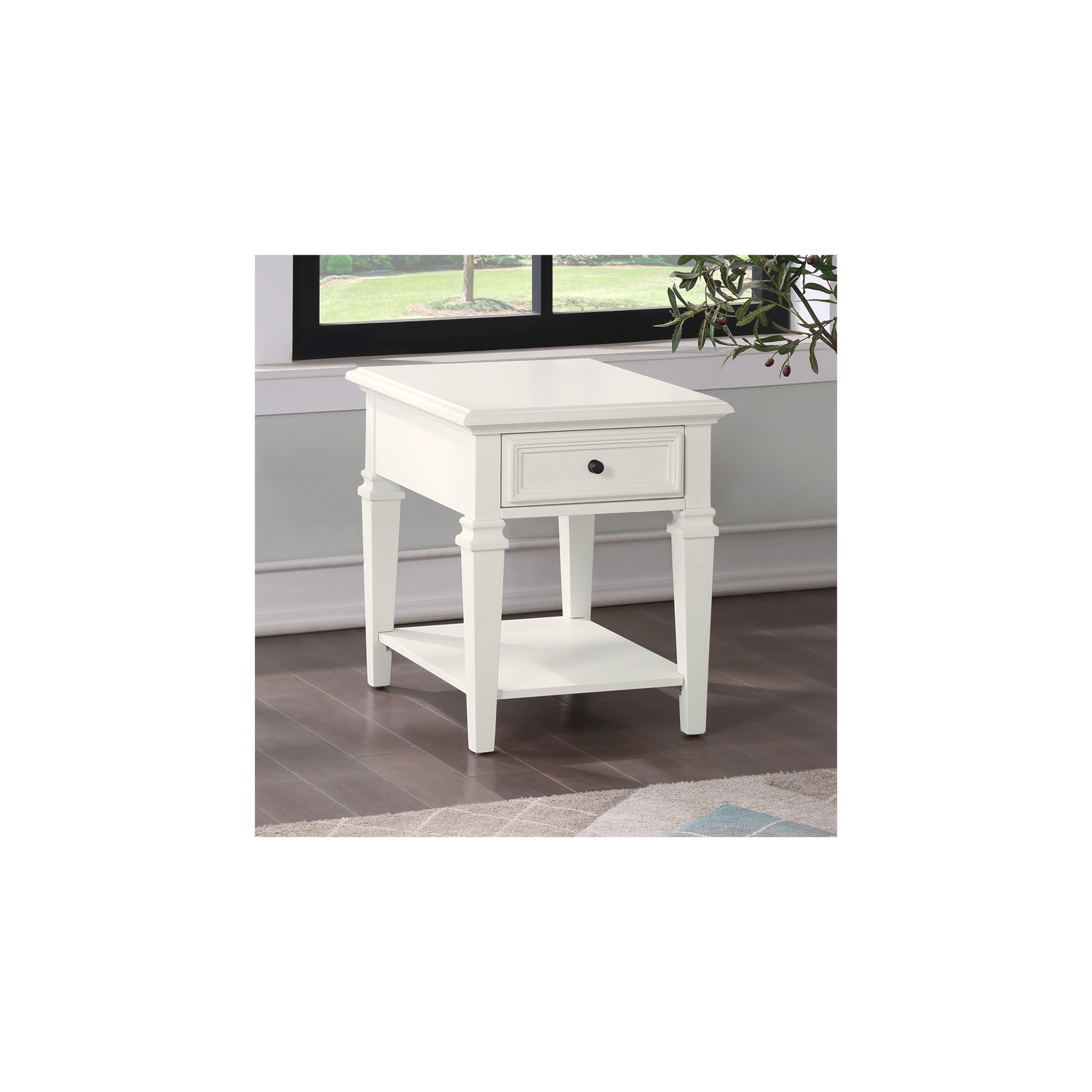 Charlestown Modern Farmhouse Soft White Wood End Table