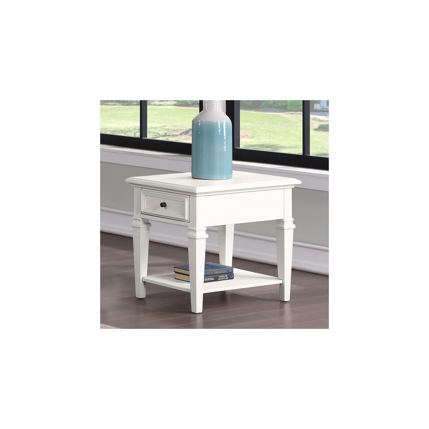 Charlestown Modern Farmhouse Soft White Wood End Table