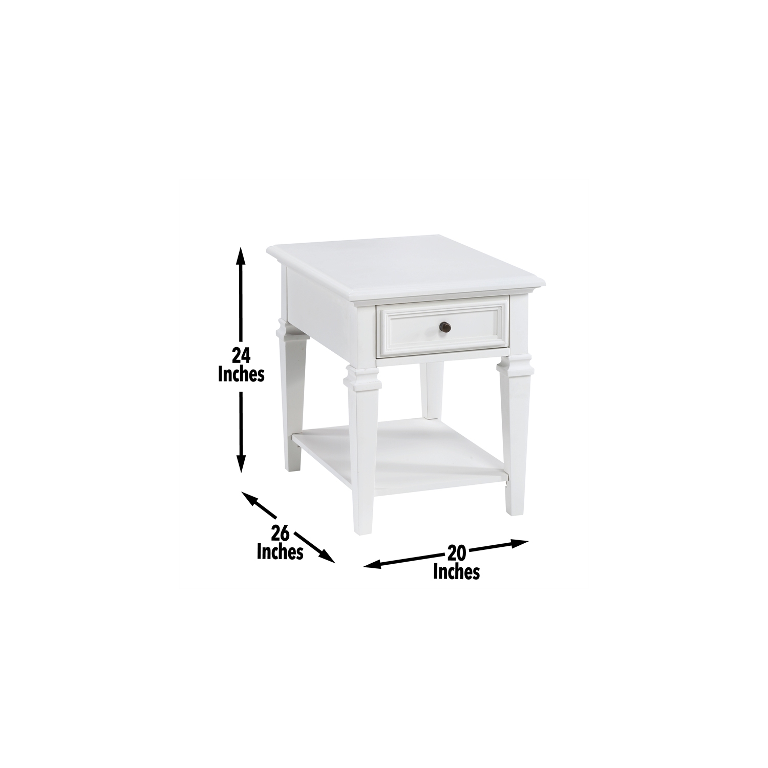 Charlestown Modern Farmhouse Soft White Wood End Table