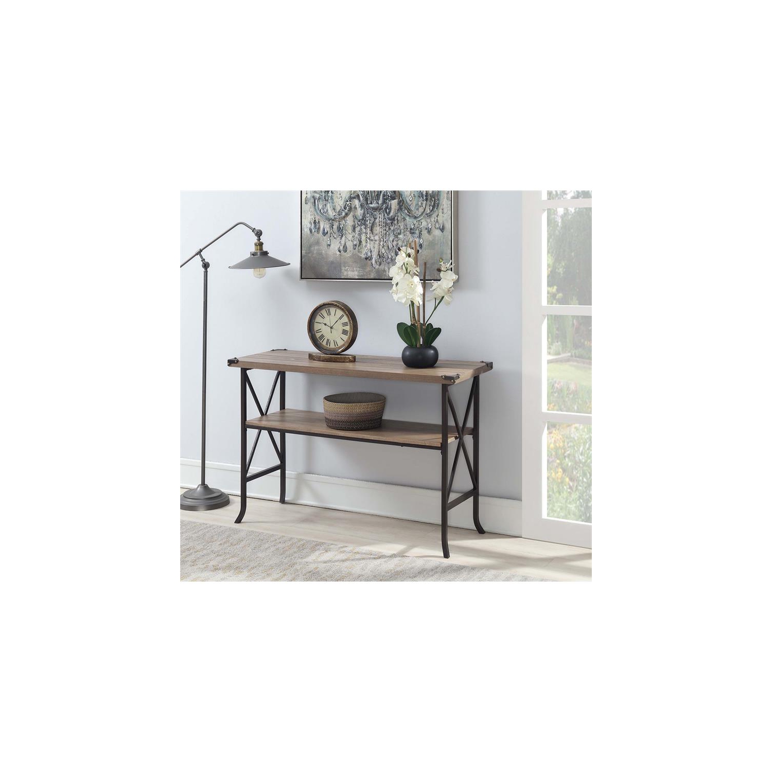 Convenience Concepts Brookline Console Table in Beige Driftwood Wood Finish